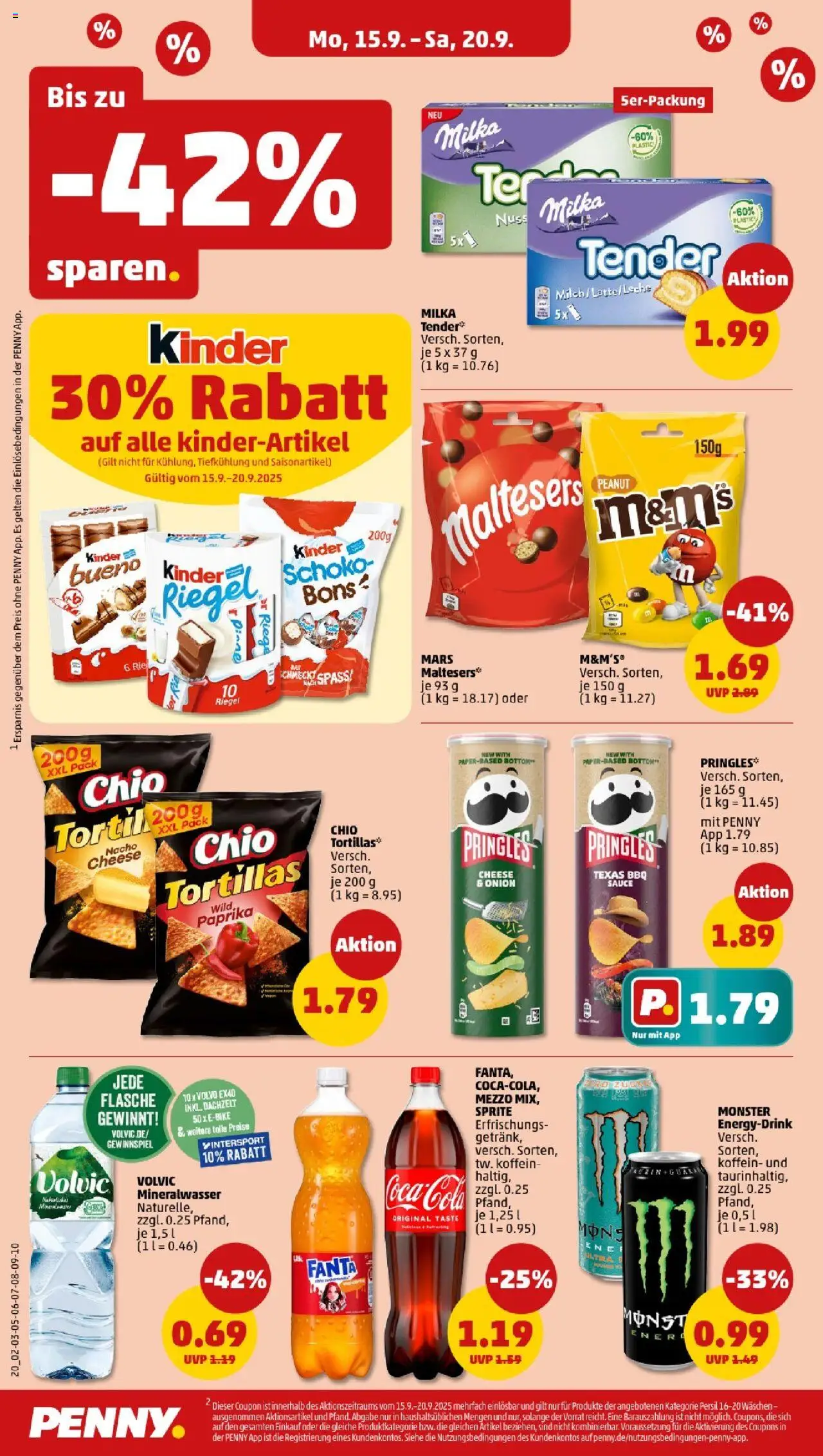 Penny - Saarland – gültig ab 15.09.2025 | Seite: 20 | Produkte: Fanta, Kinder bueno, M&M's, Kinder riegel