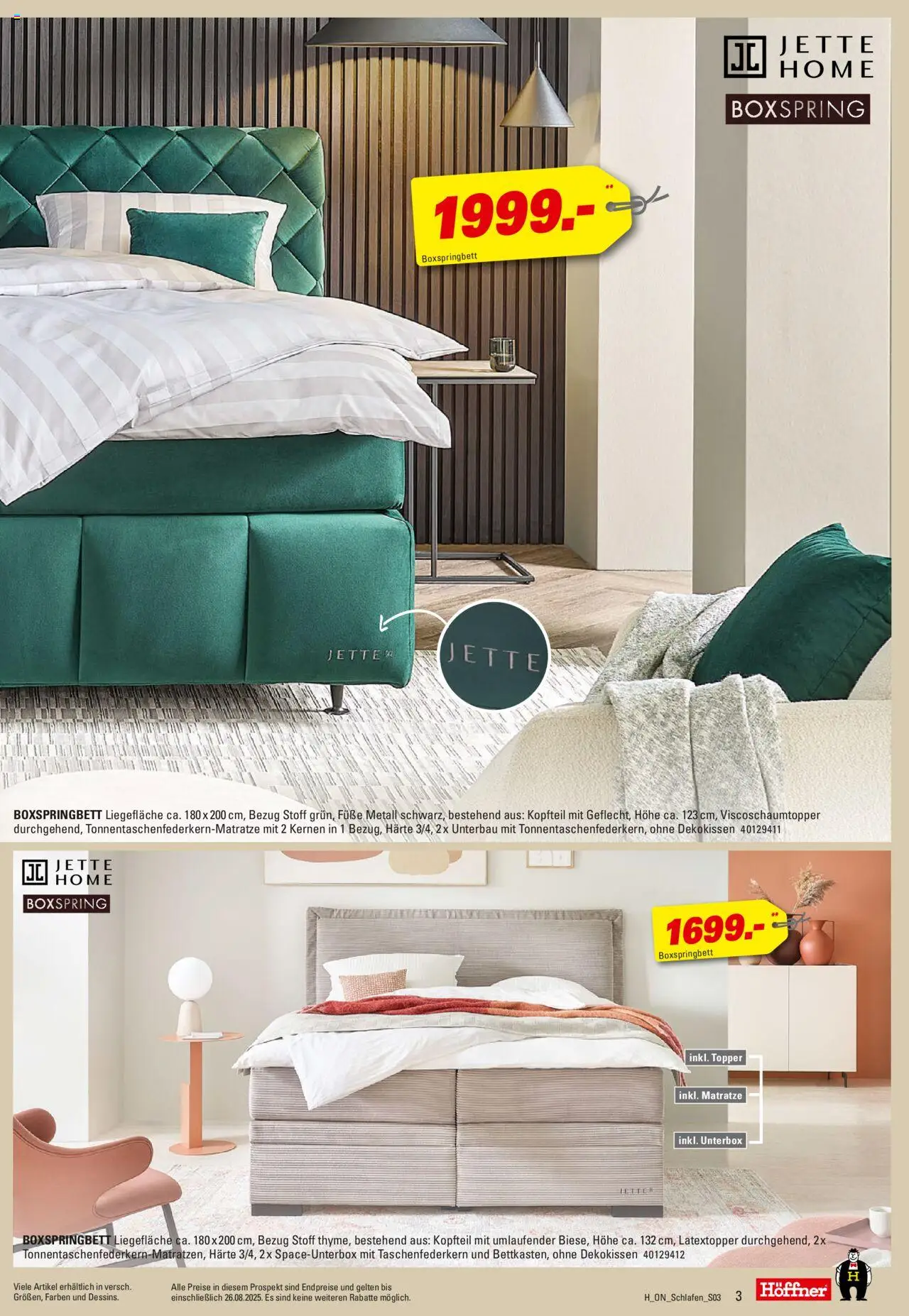 Höffner - Wohnen Spezial - gültig ab dem 13.08.2025 | Seite: 3 | Produkte: Matratze, Boxspringbett, Topper