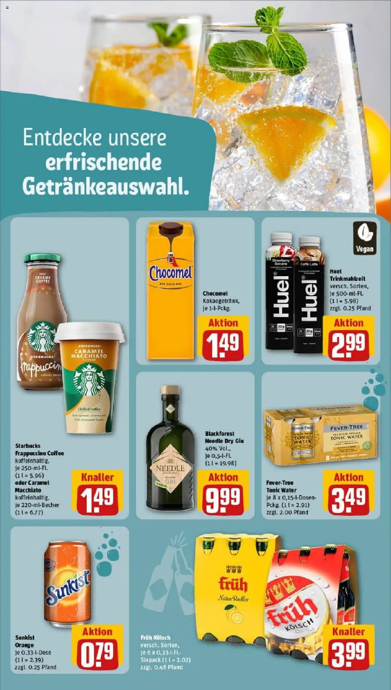 Rewe prospekt Aachen	 - gültig ab dem 03.08.2025 | Seite: 14 | Produkte: Starbucks, Radler, Chocomel, Gin