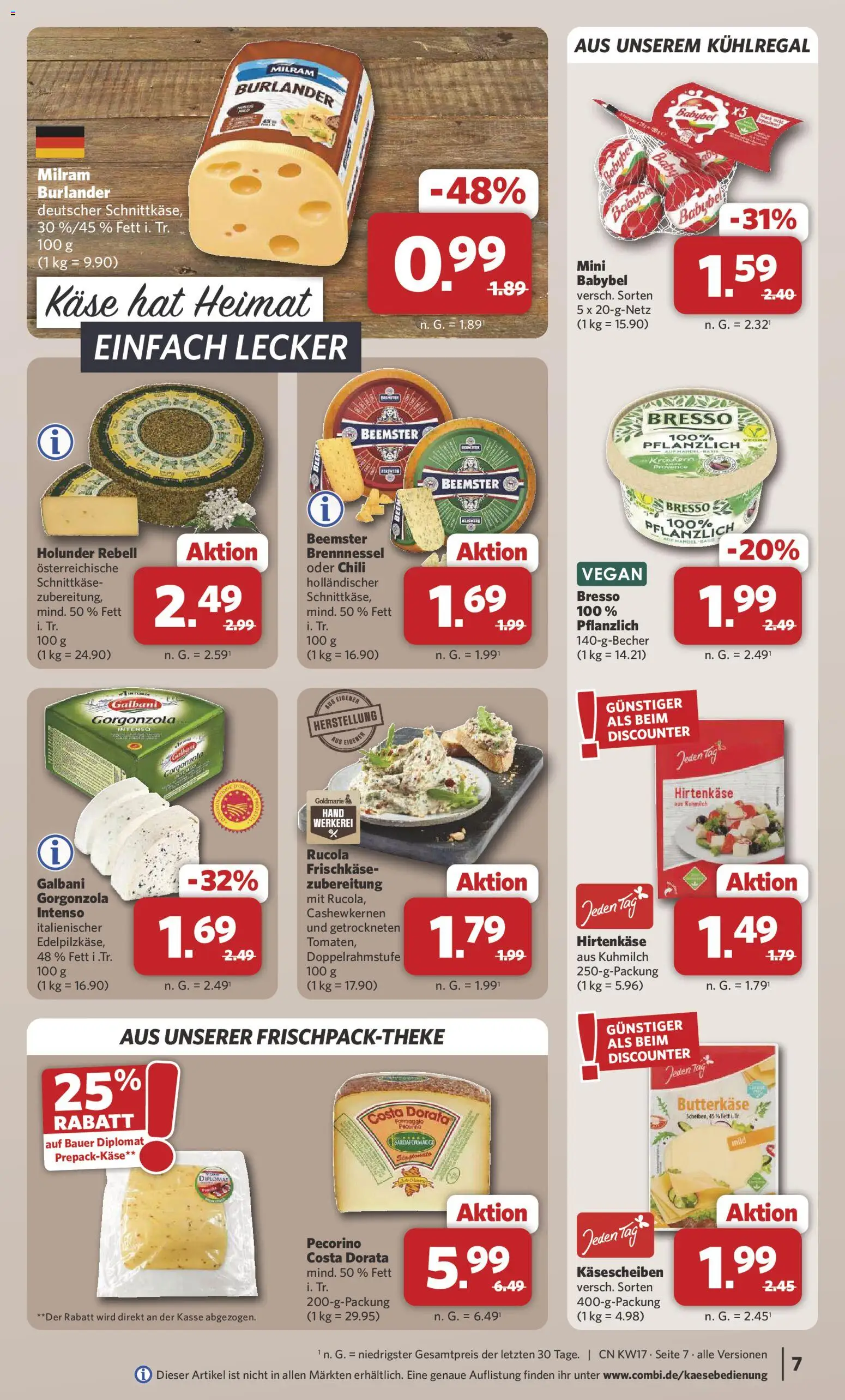 Combi Prospekt 	 – gültig ab 20.04.2026 | Seite: 7 | Produkte: Käse, Rucola, Babybel, Frischkase