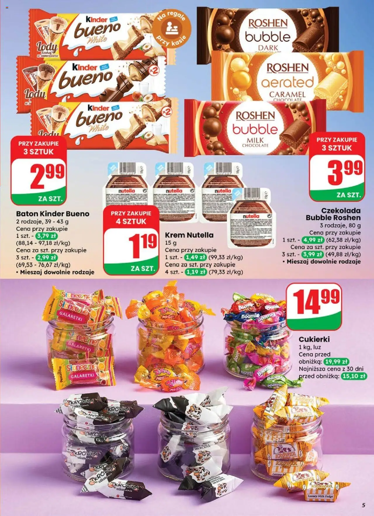 Dino Gazetka od 15.10.2025 | Strona: 5 | Produkty: Galaretki, Kinder Bueno, Baton, Czekolada