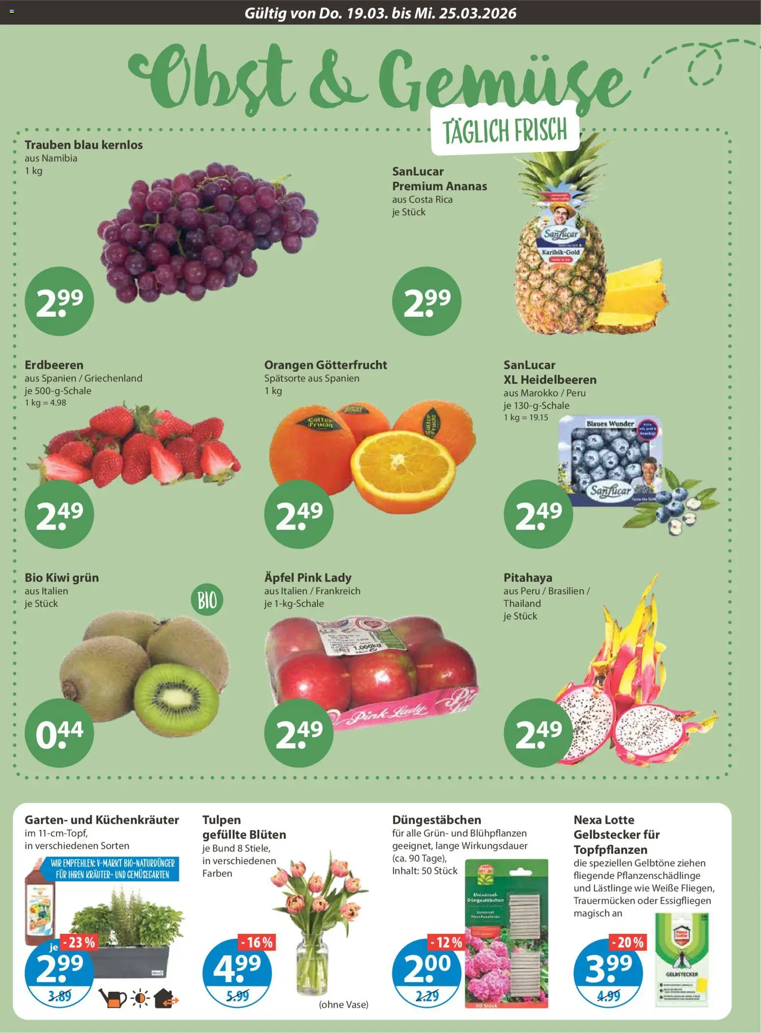 V-Markt - Schwaben/Oberbayern – gültig ab 19.03.2026 | Seite: 4 | Produkte: Vase, Ananas, Heidelbeeren, Kiwi