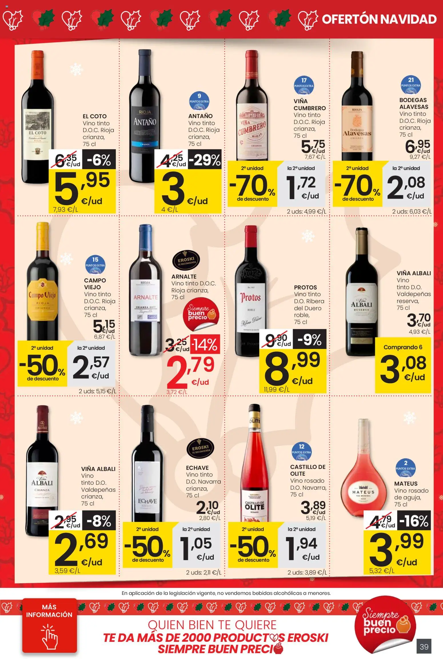 Eroski - Ofertón Navidad  │ válido desde el 27.11.2025 | Página: 39 | Productos: Vino rosado, Vino, Té