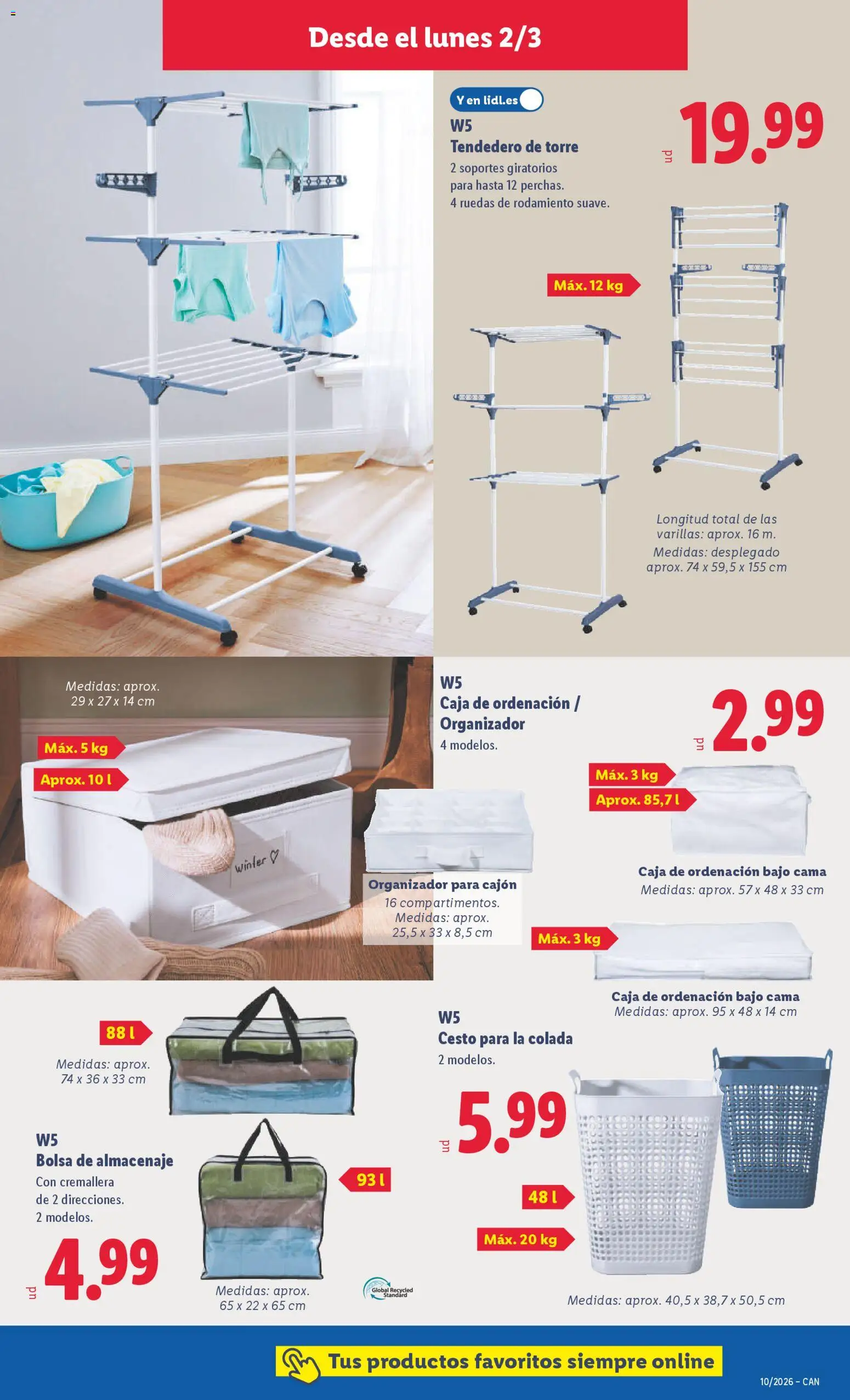 Lidl folleto de bazar │ válido desde el 02.03.2026 | Página: 11 | Productos: Organizador, Bolsa, Cama, Almacenaje