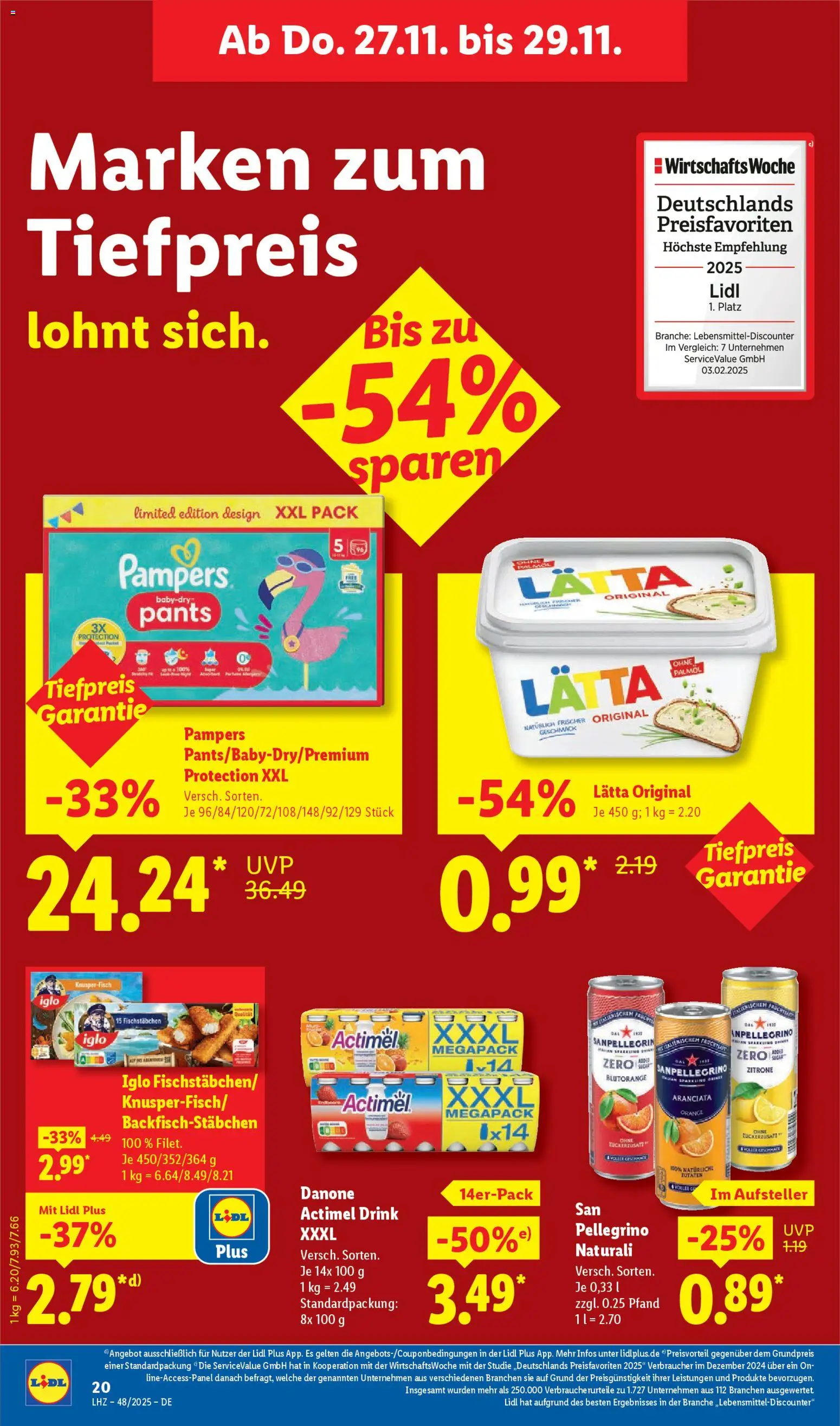 Lidl Prospekt Uffenheim – gültig ab 24.11.2025 | Seite: 26 | Produkte: Actimel, Iglo, Fisch, Zitrone
