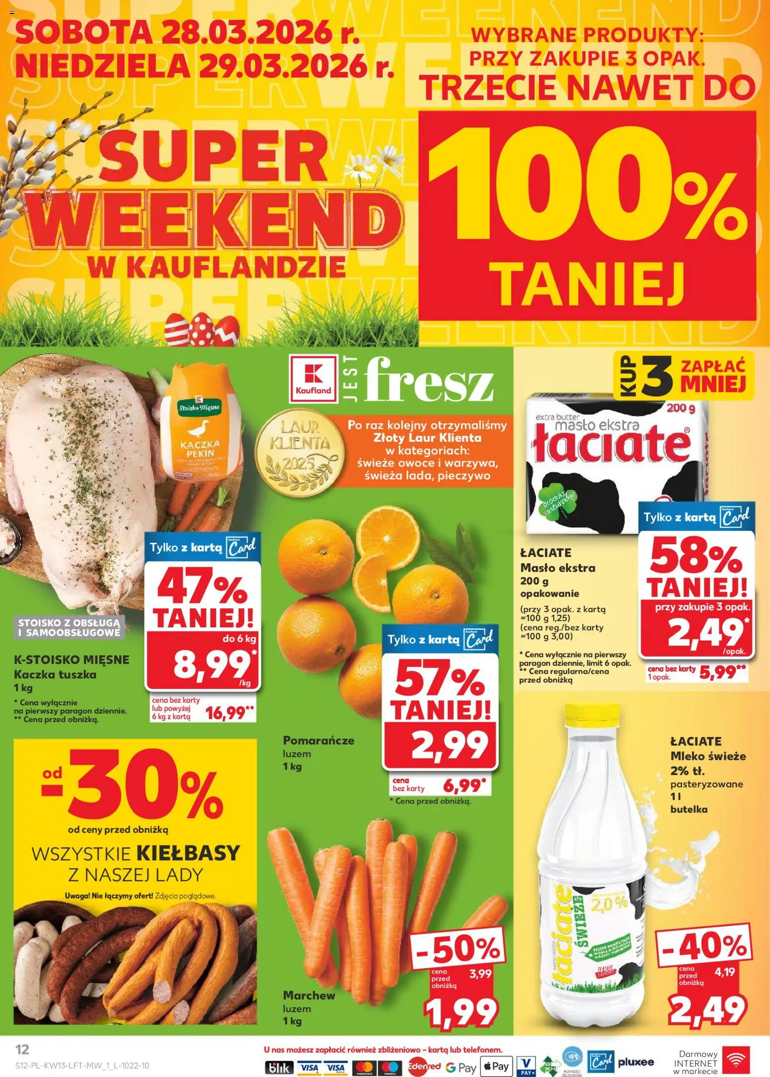 Kaufland Polsko leták od 26.03.2026 | Strana: 12 | Produkty: Mléko, Máslo, Karty
