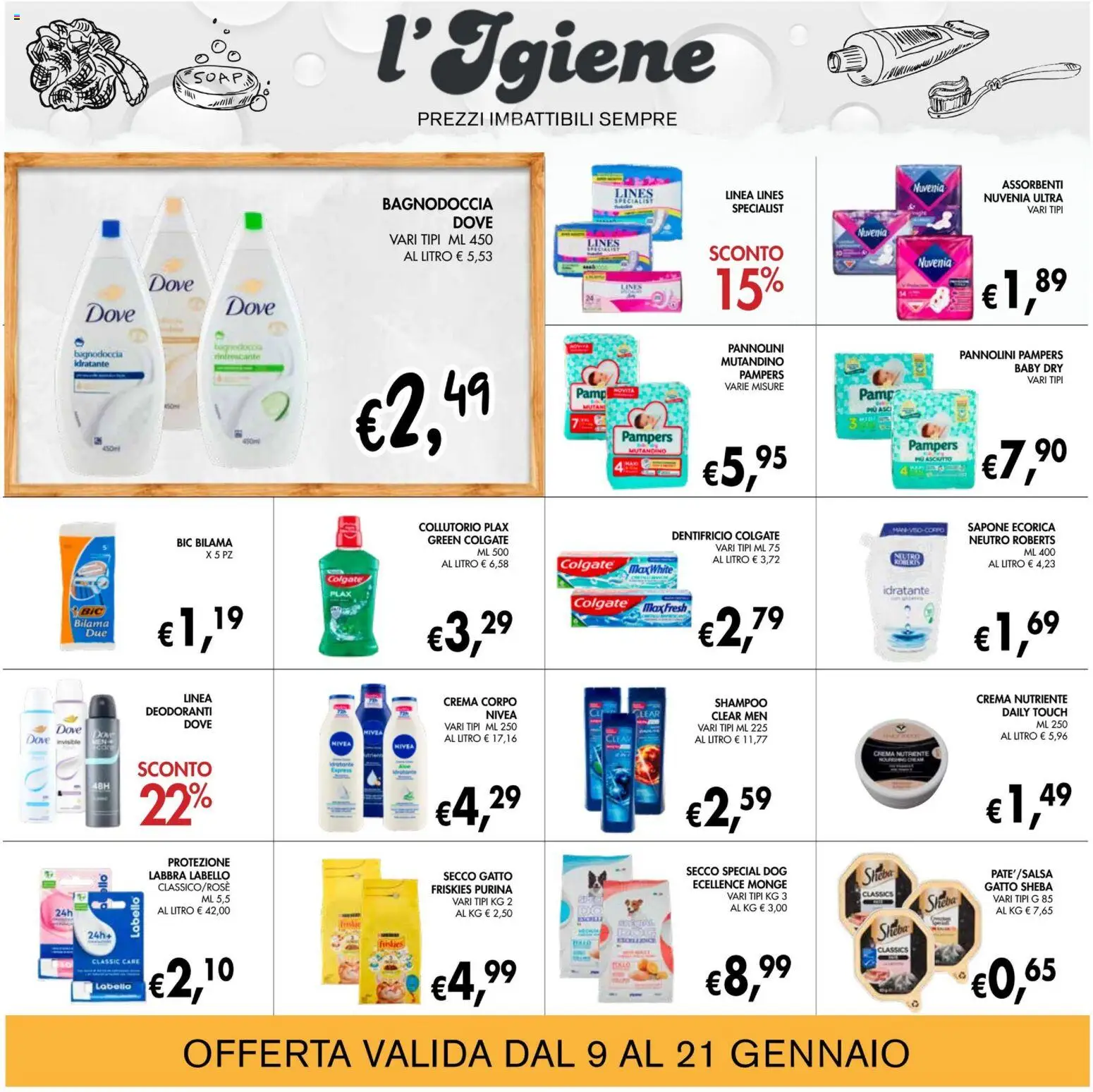 Volantino Coal del 09.01.2026 | Pagina: 23 | Prodotti: Shampoo, Pannolini, Sapone, Dentifricio
