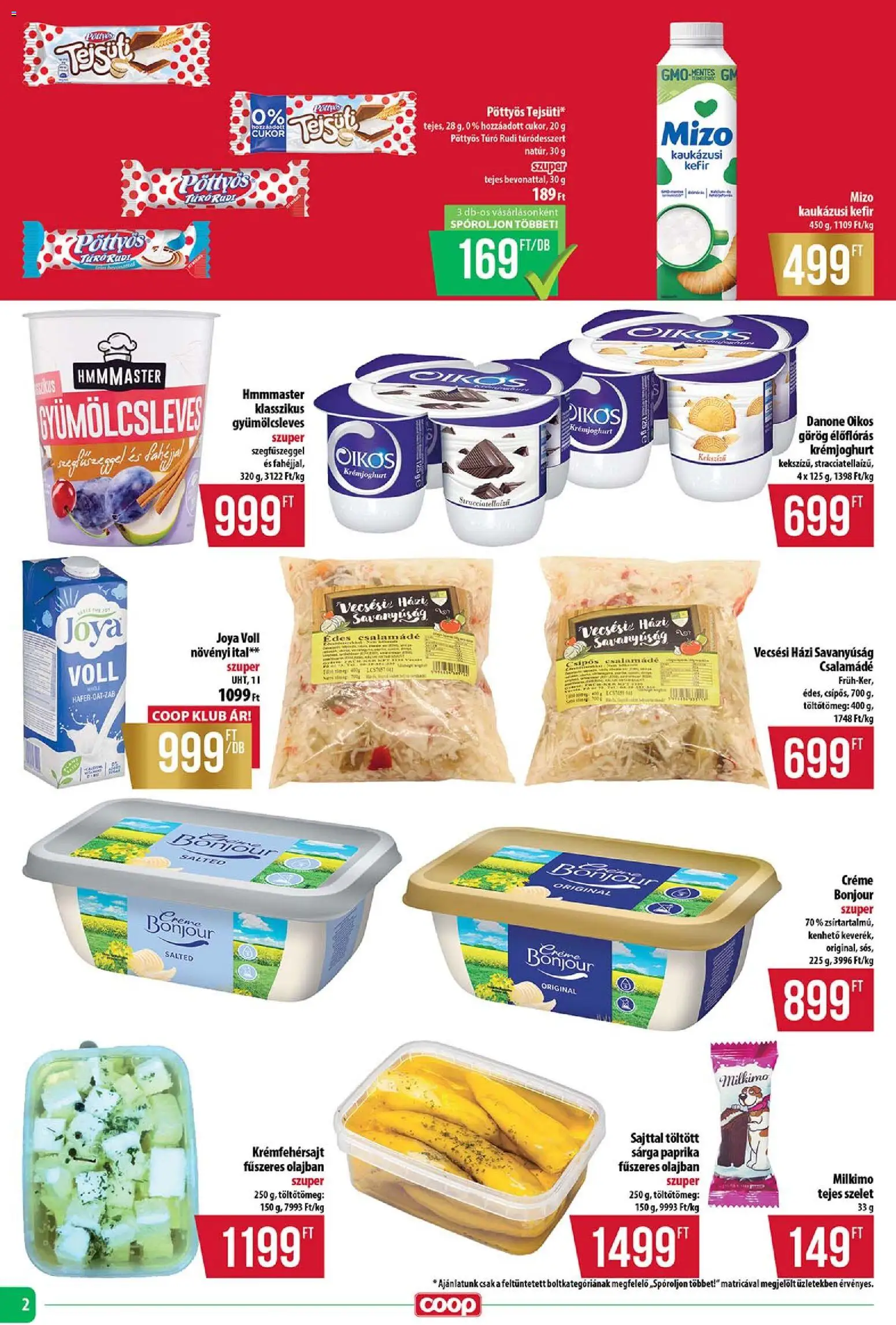 COOP akciós ujság - amely érvényes a következő dátumtól: 15.01.2026 | Oldal: 2 | Termékek: Kefir, Túró rudi, Kaukázusi kefír, Cukor