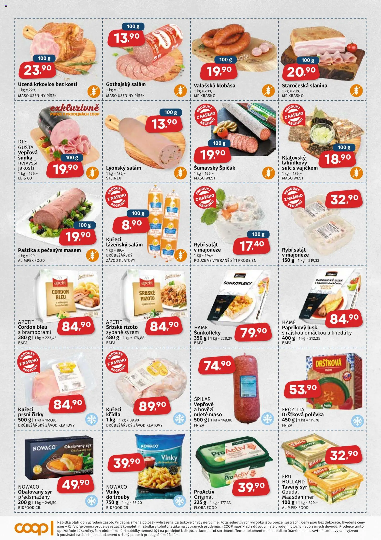 Coop leták - Západočeský region od 22.04.2026 | Strana: 2 | Produkty: Šunka, Lyonský salám, Krkovice bez kosti, Hovězí mleté maso