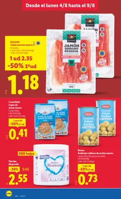 Lidl folleto │ válido desde el 04.08.2025 | Página: 4 | Productos: Jamón serrano, Copos, Peso, Anchoa
