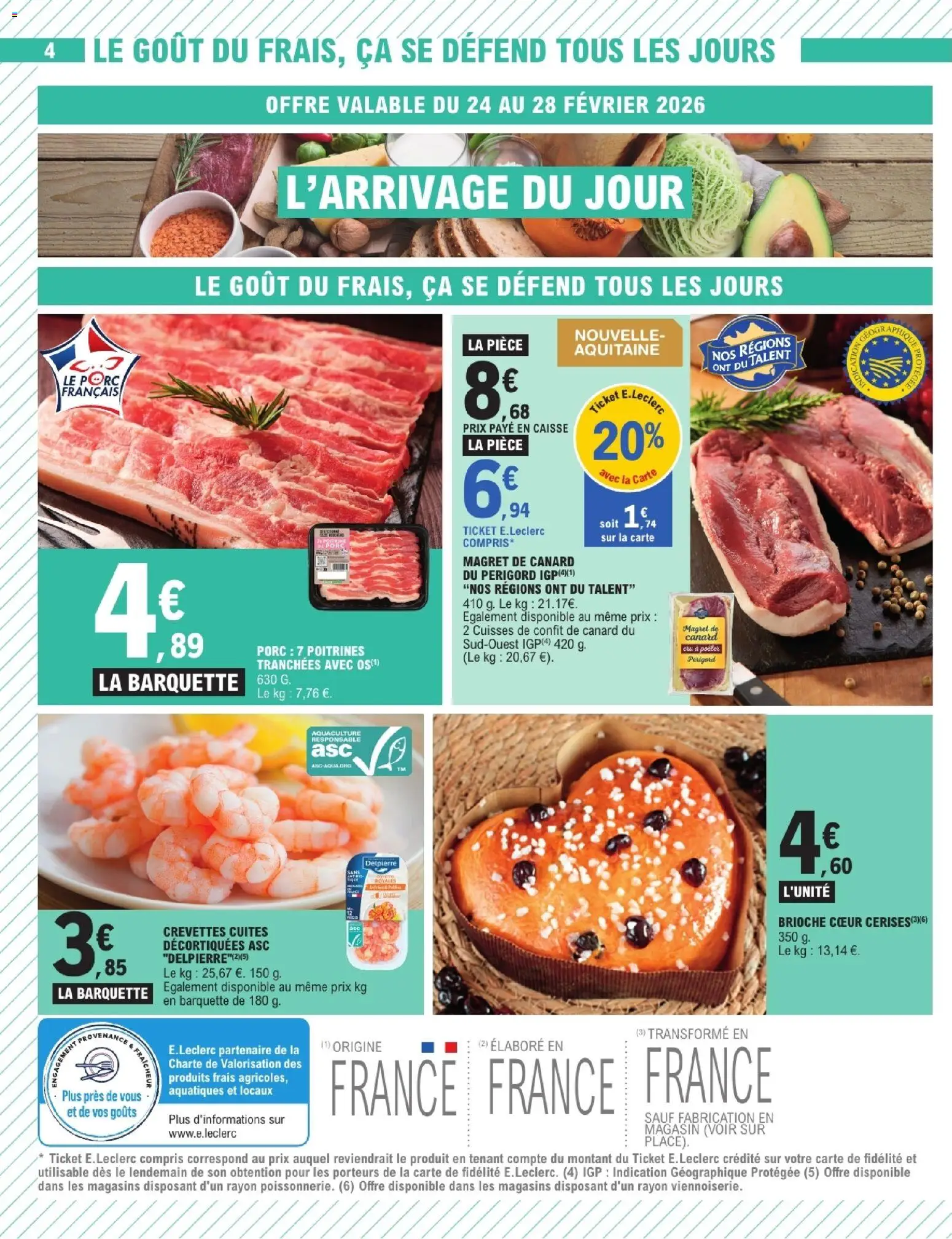 {H1} | Page: 4 | Produits: Crevettes, Confit de canard, Porc, Thé