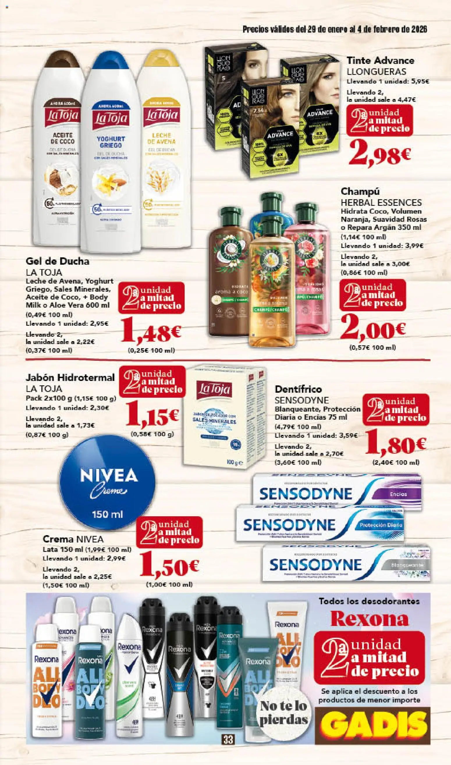 Gadis - folleto │ válido desde el 29.01.2026 | Página: 33 | Productos: Champú, Jabón, Té, Ducha