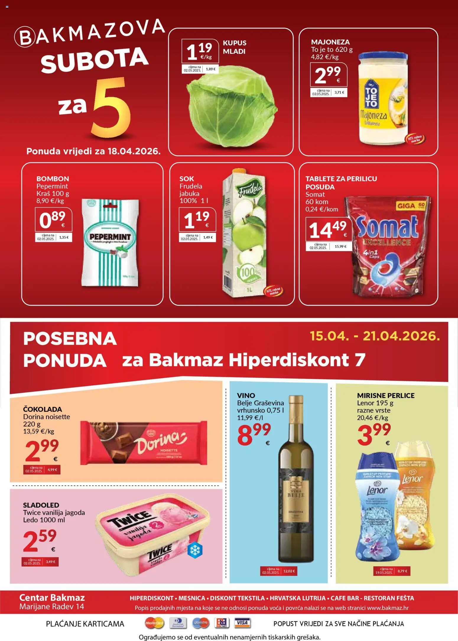 Bakmaz katalog | vrijedi od 15.04.2026 | Stranica: 8 | Proizvodi: Čokolada, Majoneza, Kupus, Lenor