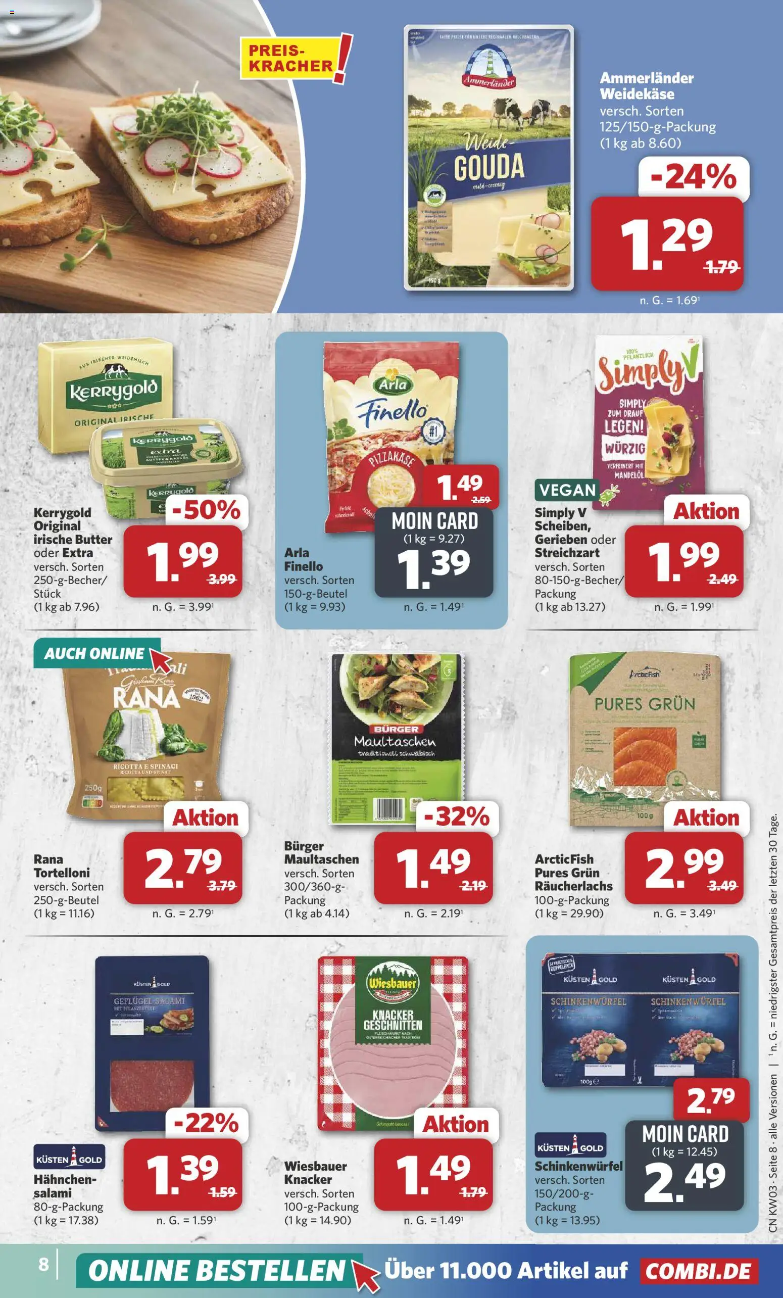 Combi Prospekt 	 – gültig ab 12.01.2026 | Seite: 8 | Produkte: Butter, Gouda, Räucherlachs, Maultaschen