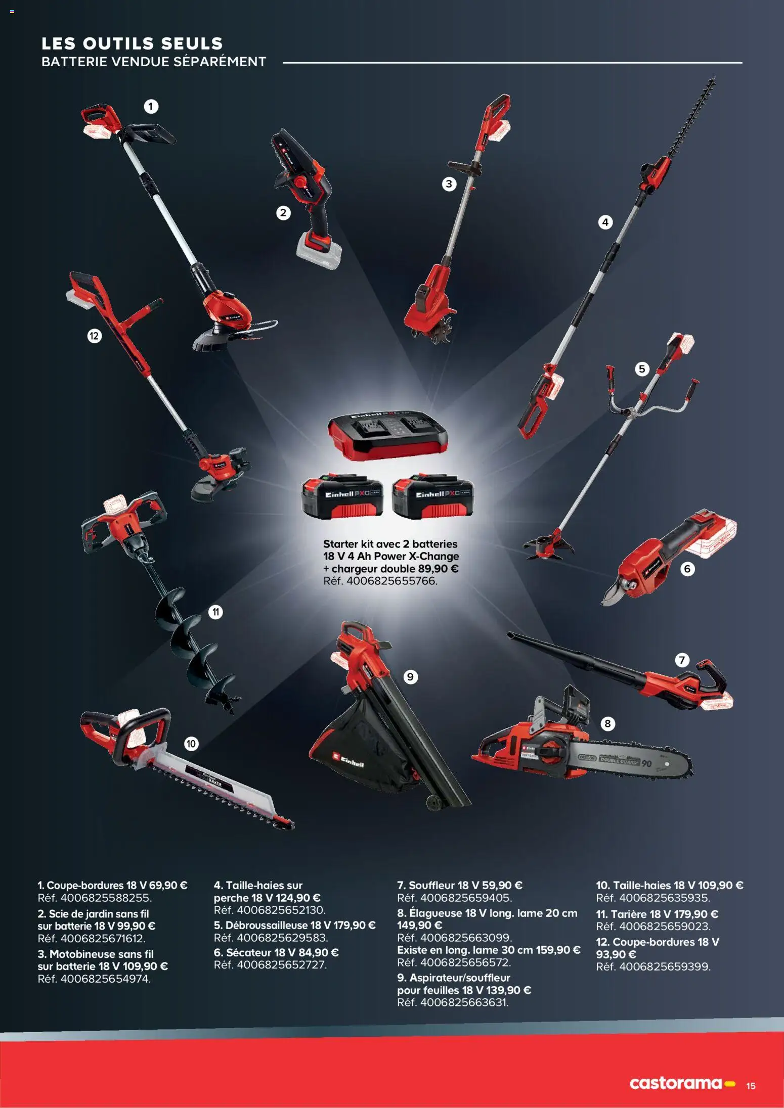 {H1} | Page: 15 | Produits: Débroussailleuse, Sécateur, Batterie