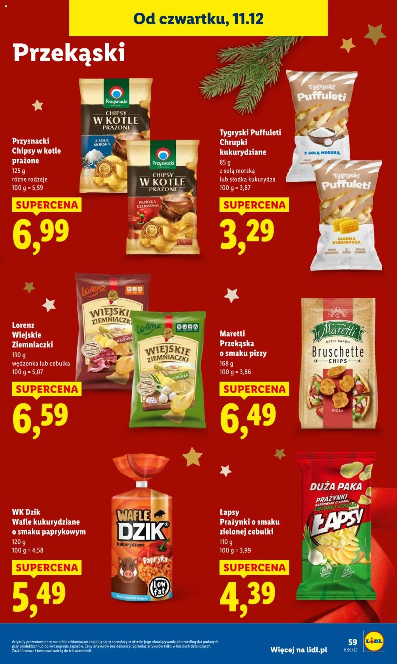 Lidl Gazetka od 11.12.2025 | Strona: 59 | Produkty: Chipsy, Wafle, Ziemniaczki, Pizza