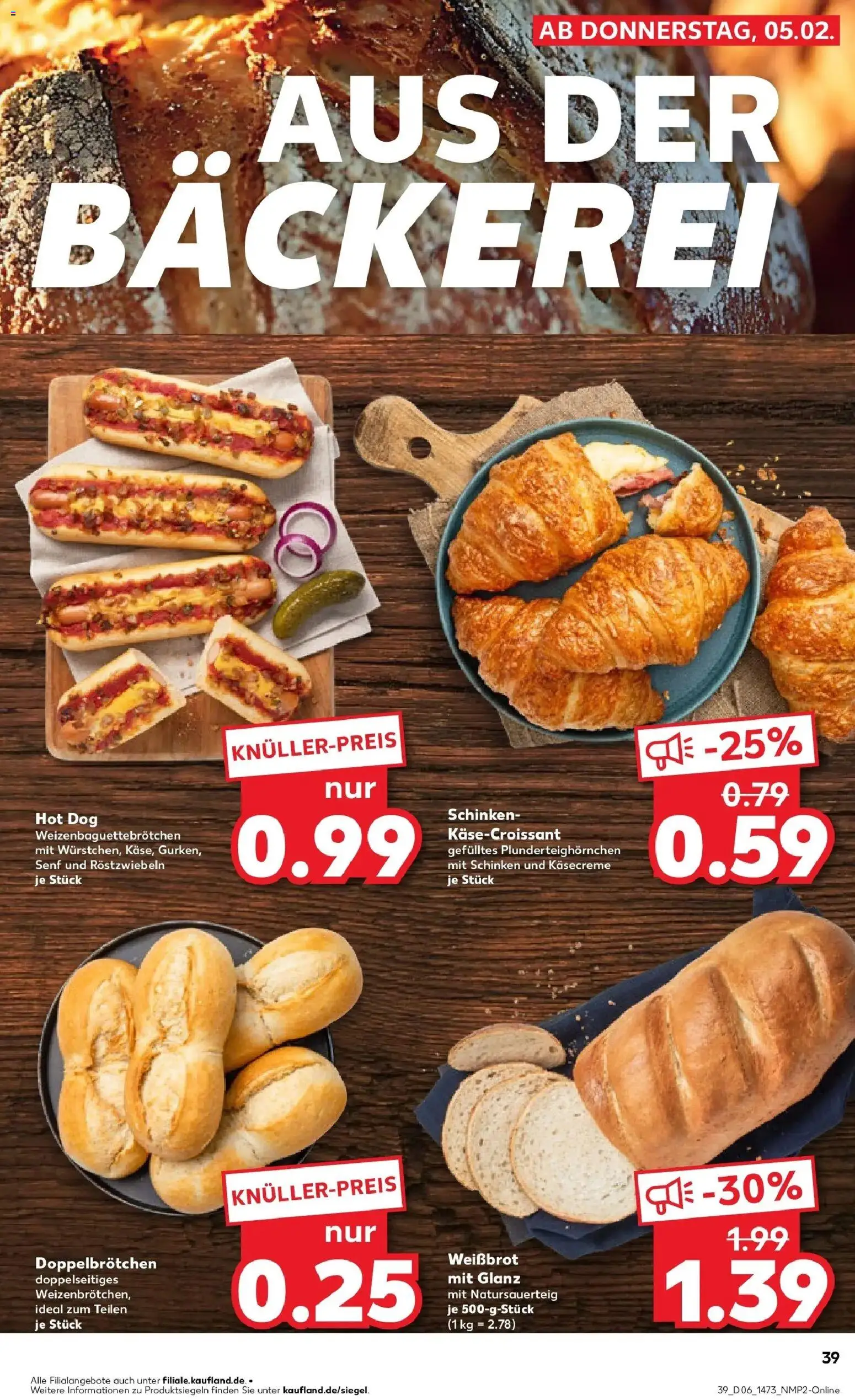 Kaufland prospekt Hildburghausen	 – gültig ab 09.02.2026 | Seite: 39 | Produkte: Bäckerei, Schinken