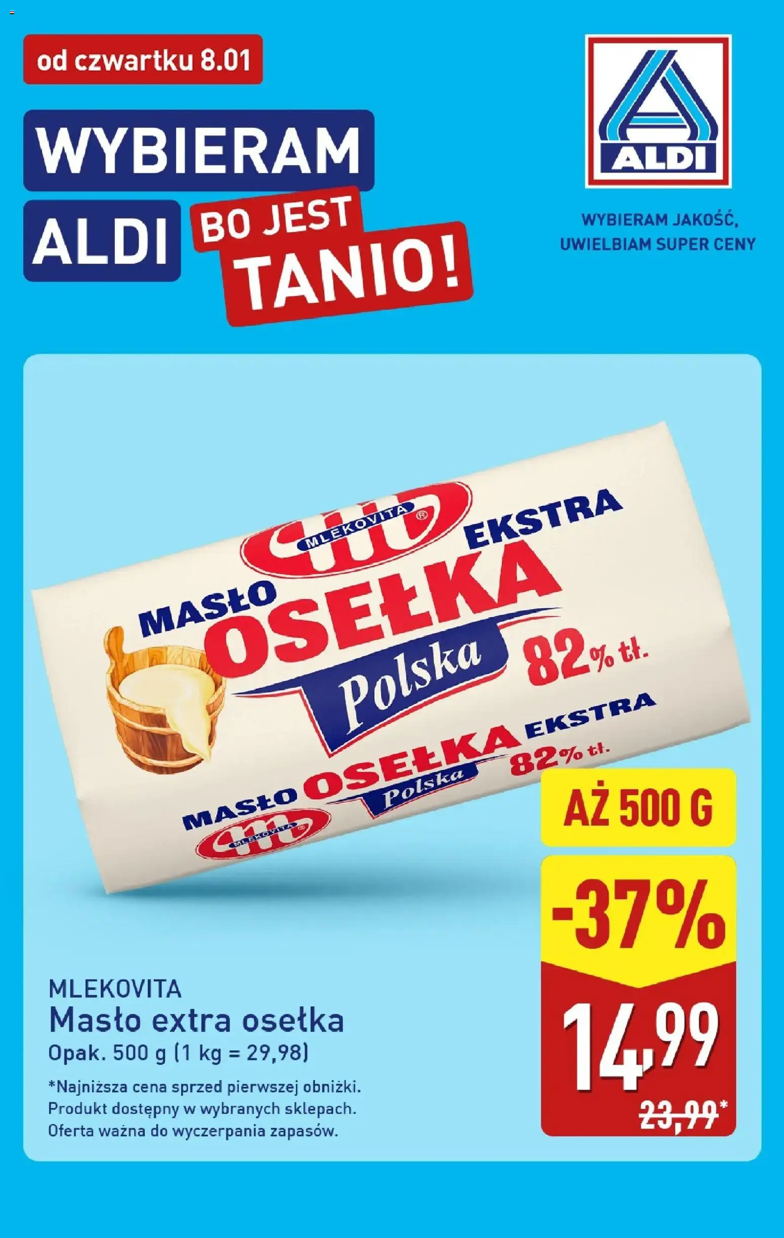 Aldi Gazetka - Masło od 08.01.2026 | Strona: 1 | Produkty: Osełka, Masło