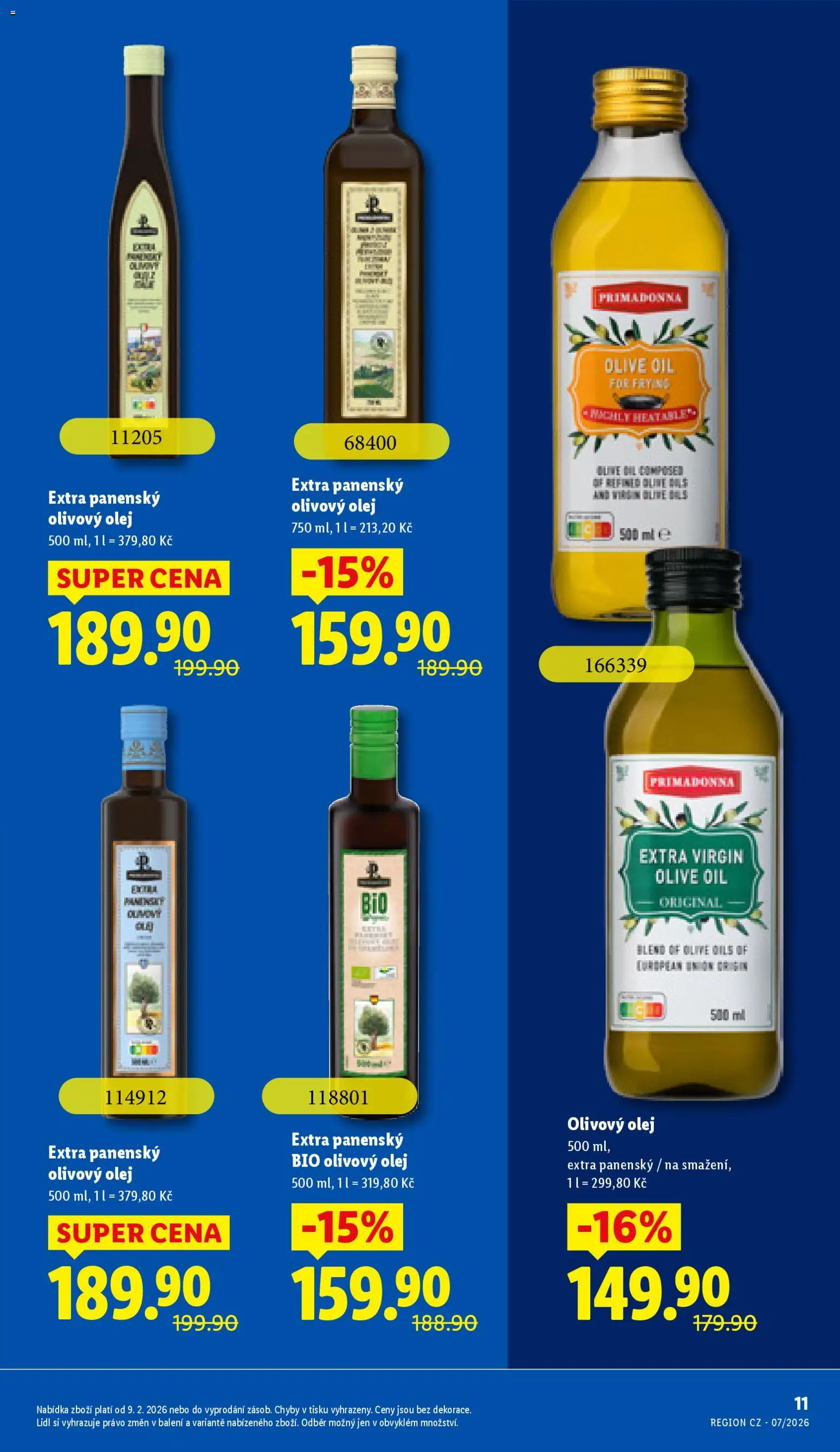 Lidl leták - Trvale snížené ceny od 11.02.2026 | Strana: 11 | Produkty: Olivový olej, Olej, Extra panenský olivový olej