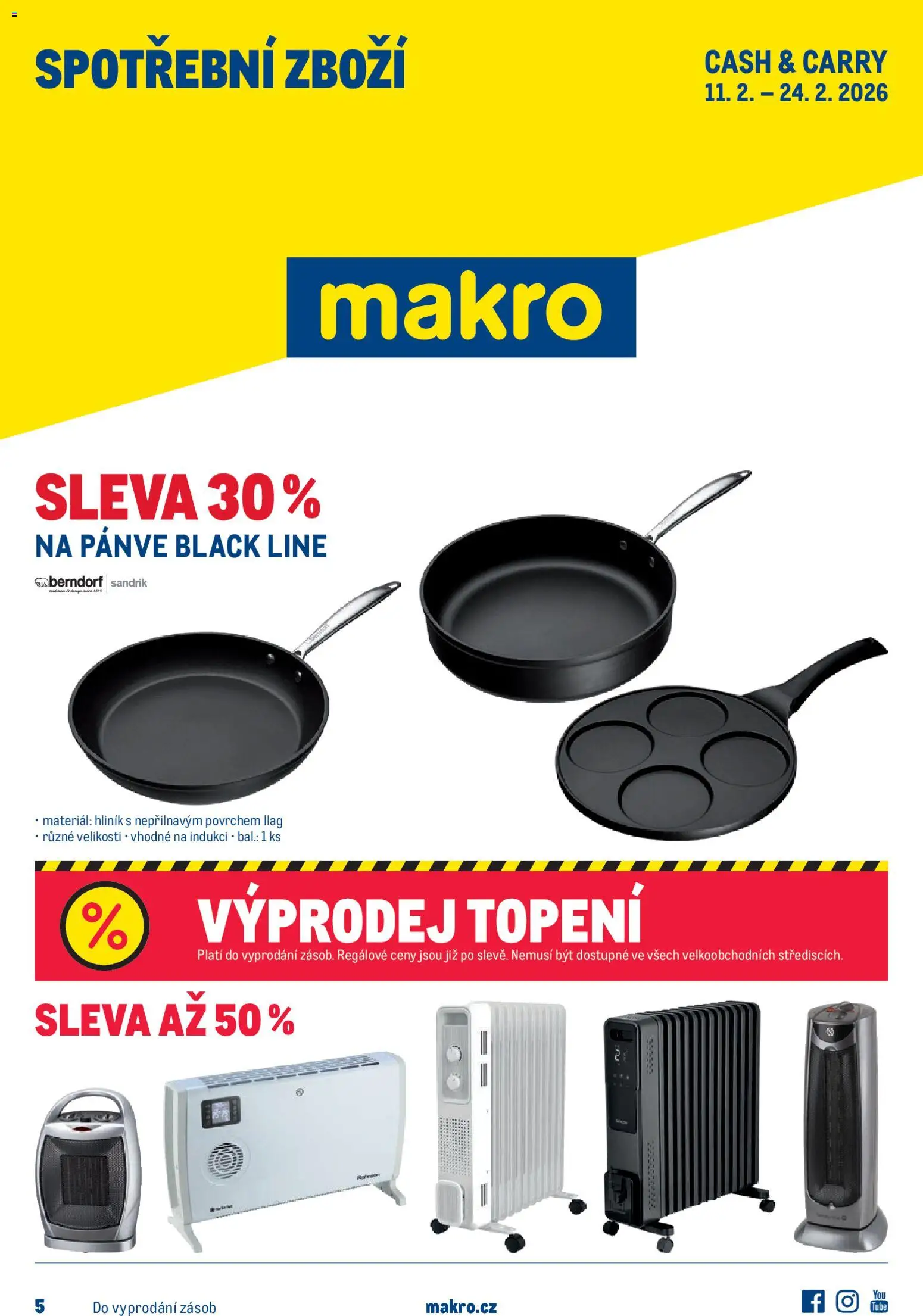 Makro leták - Spotřební zboží od 11.02.2026 | Strana: 1 | Produkty: Pánve