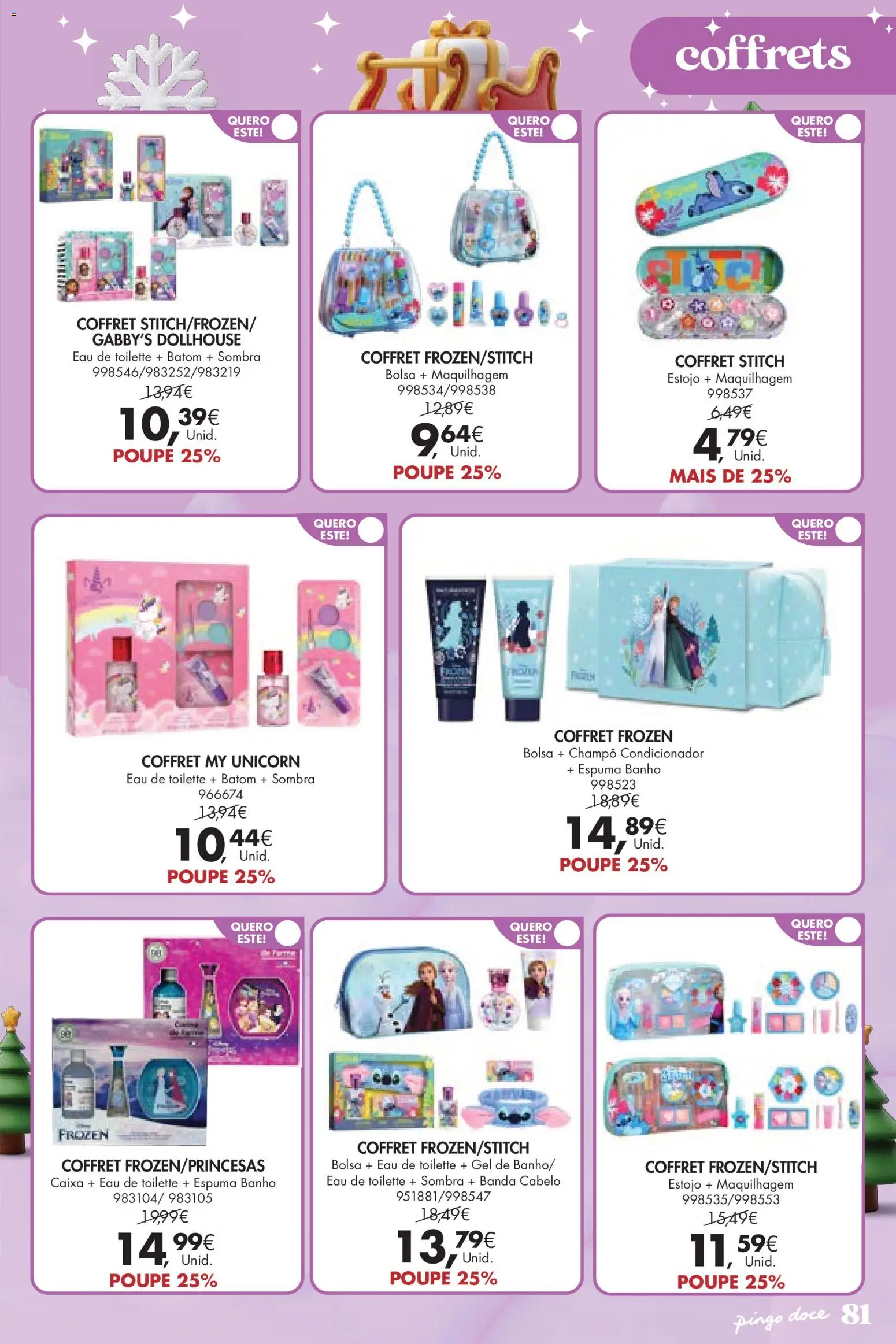 Pingo Doce  Brinquedos Natal Lojas Hipers │ válido de 18.11.2025 | Página: 81 | Produtos: Bolsa, Eau de toilette, Condicionador, Banho