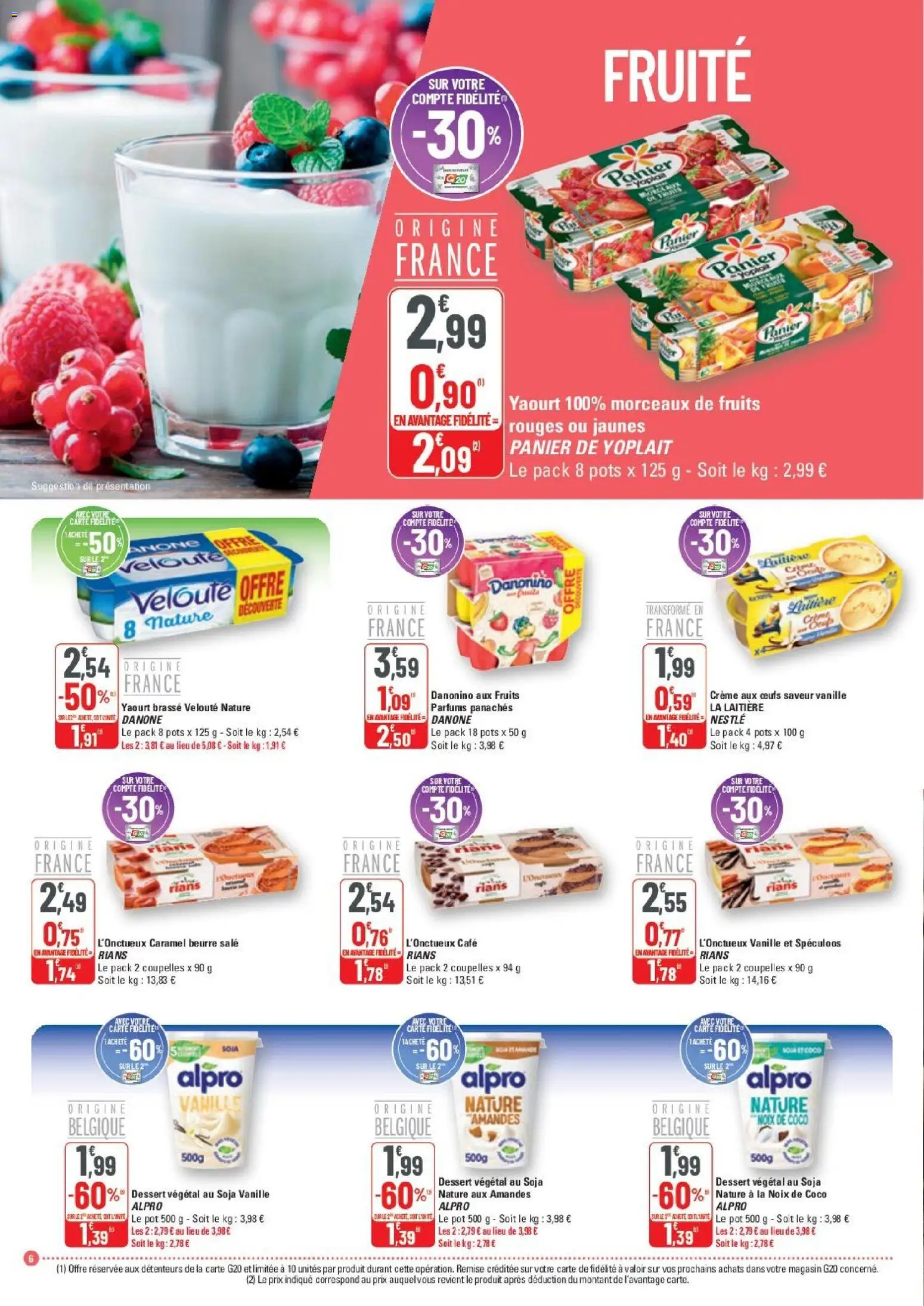 {H1} | Page: 6 | Produits: Noix de coco, Spéculoos, Panier, Yaourt