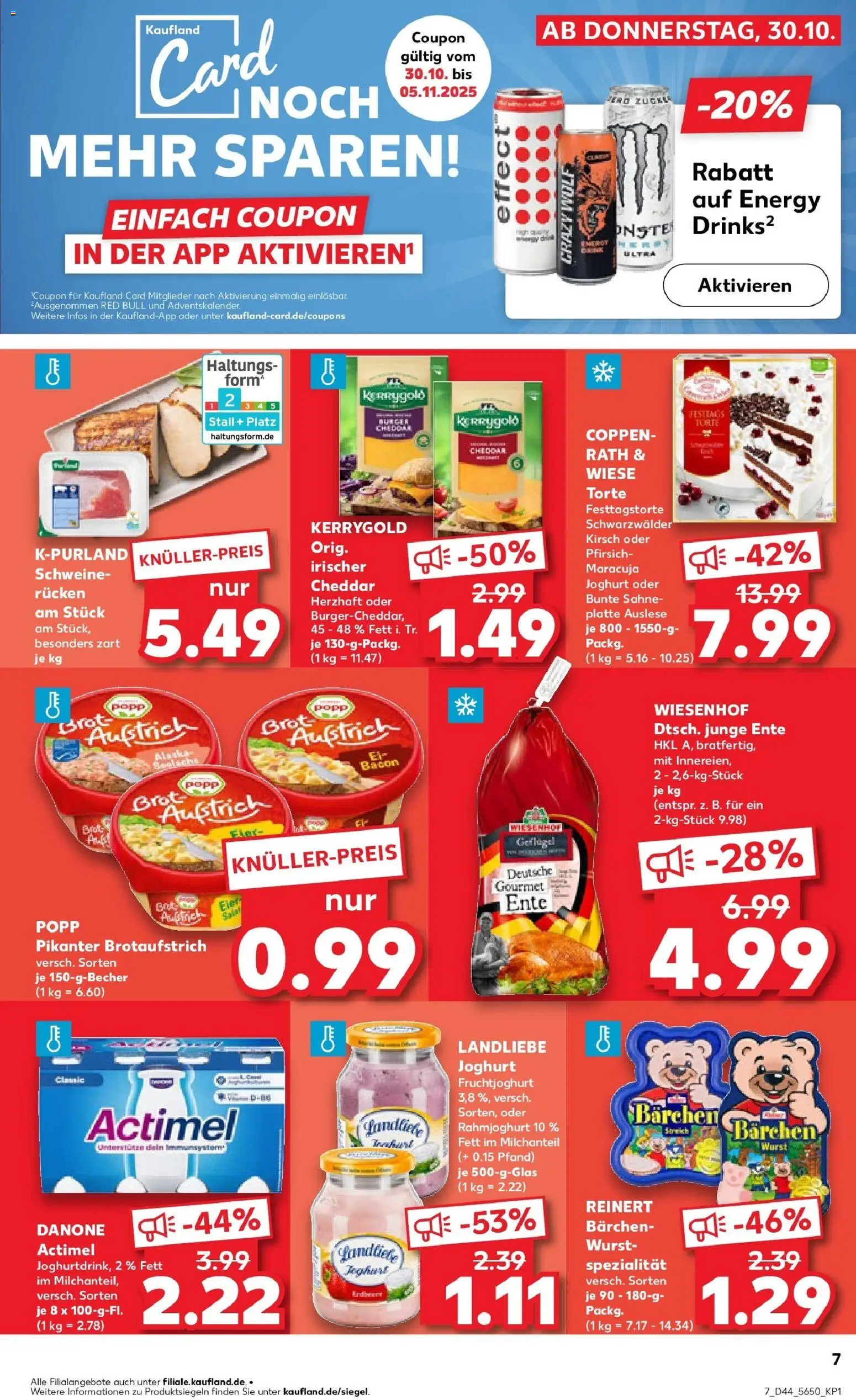 Kaufland prospekt Dresden	 – gültig ab 30.10.2025 | Seite: 7 | Produkte: Actimel, Red bull, Burger, Ente