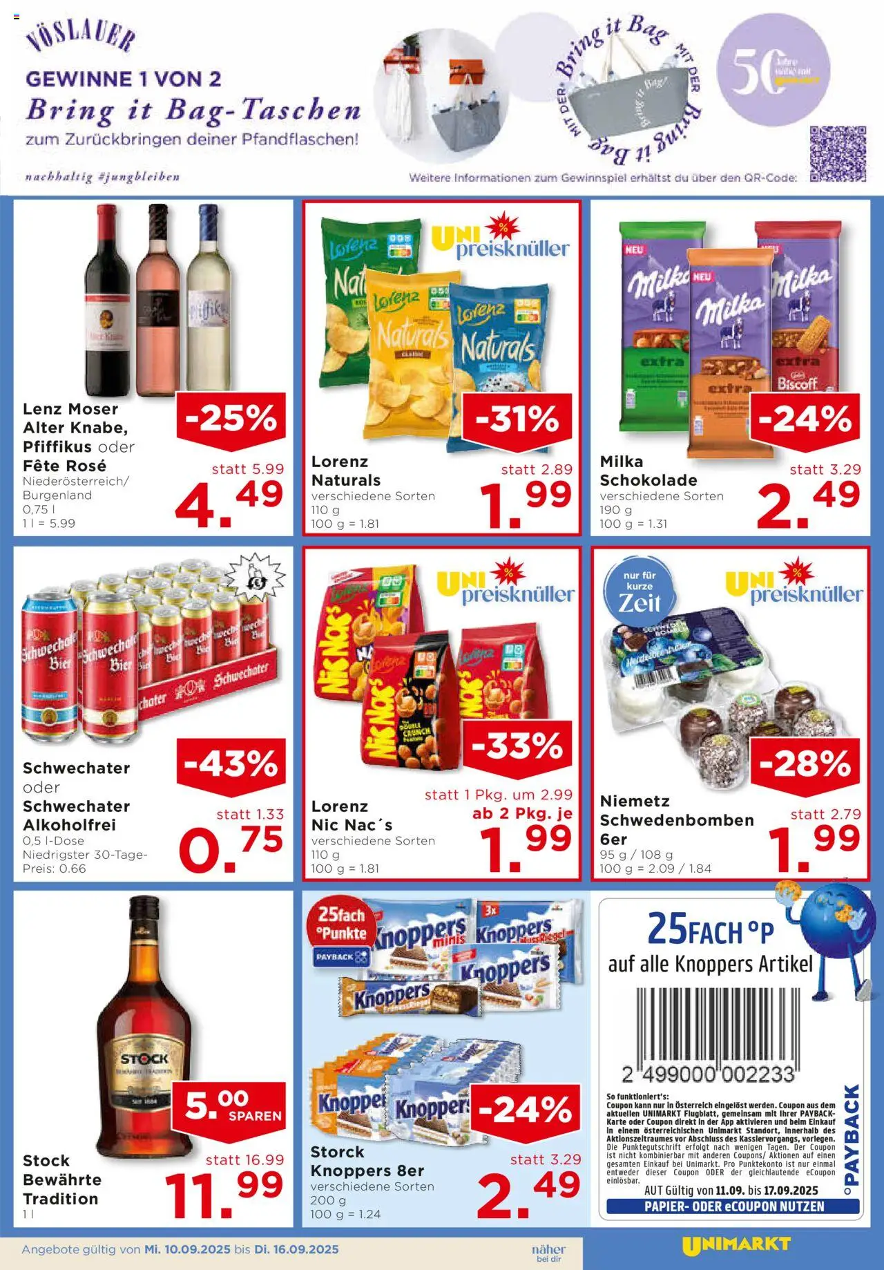 Unimarkt Flugblatt gültig ab 10.09.2025 | Seite: 9 | Produkte: Schokolade