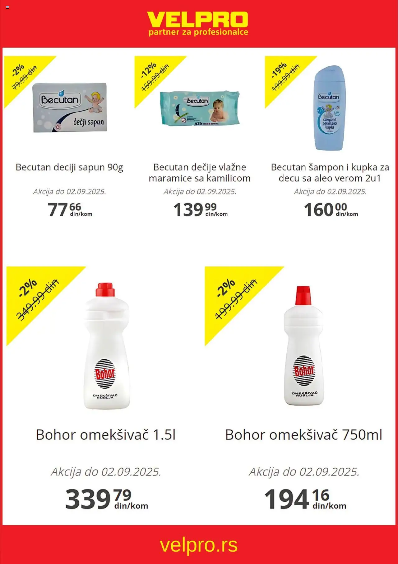 Velpro katalog - važi od 14.08.2025 | Strana: 4 | Proizvode: Šampon, Sapun
