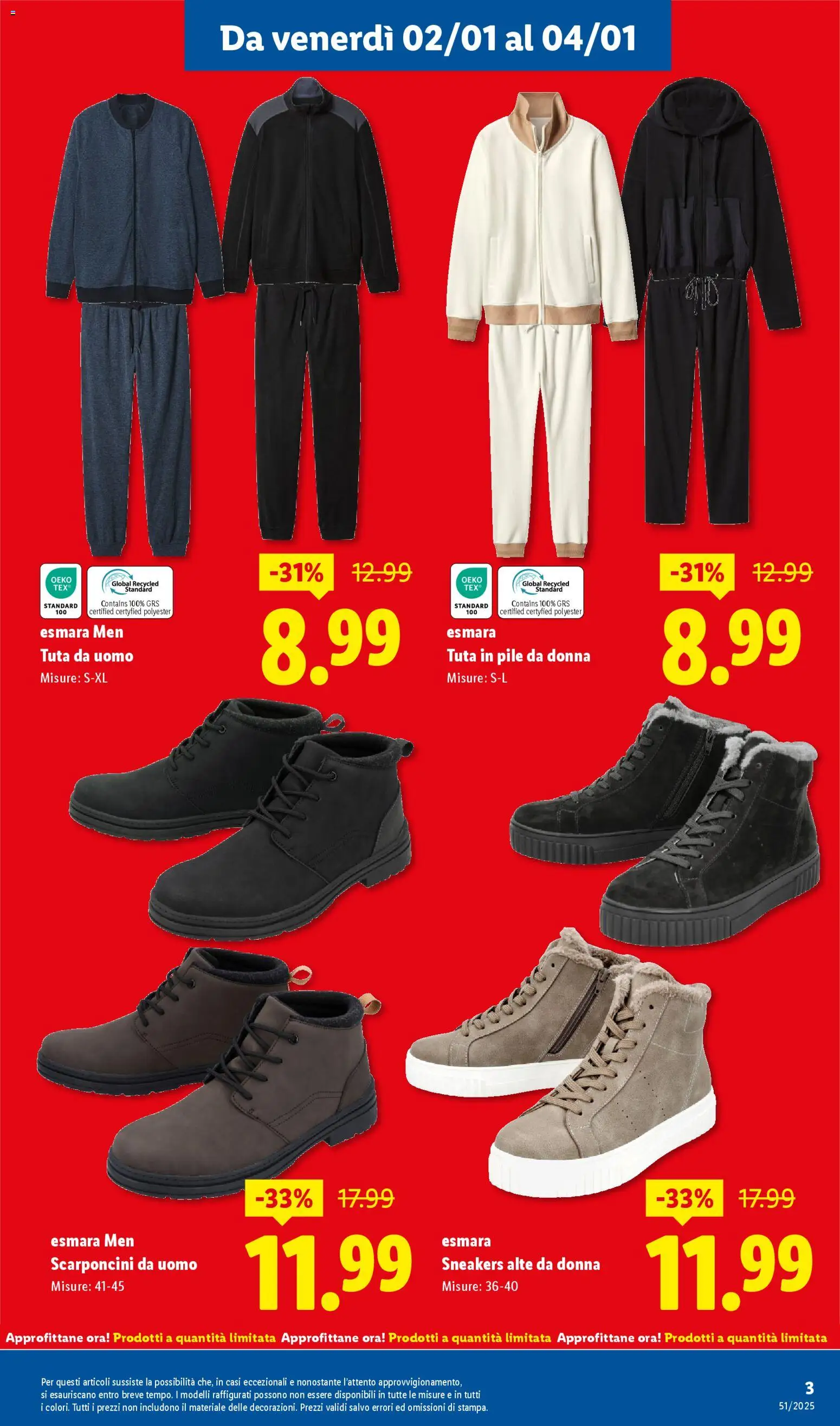 Volantino Lidl del 02.01.2026 | Pagina: 3 | Prodotti: Pile, Sneakers