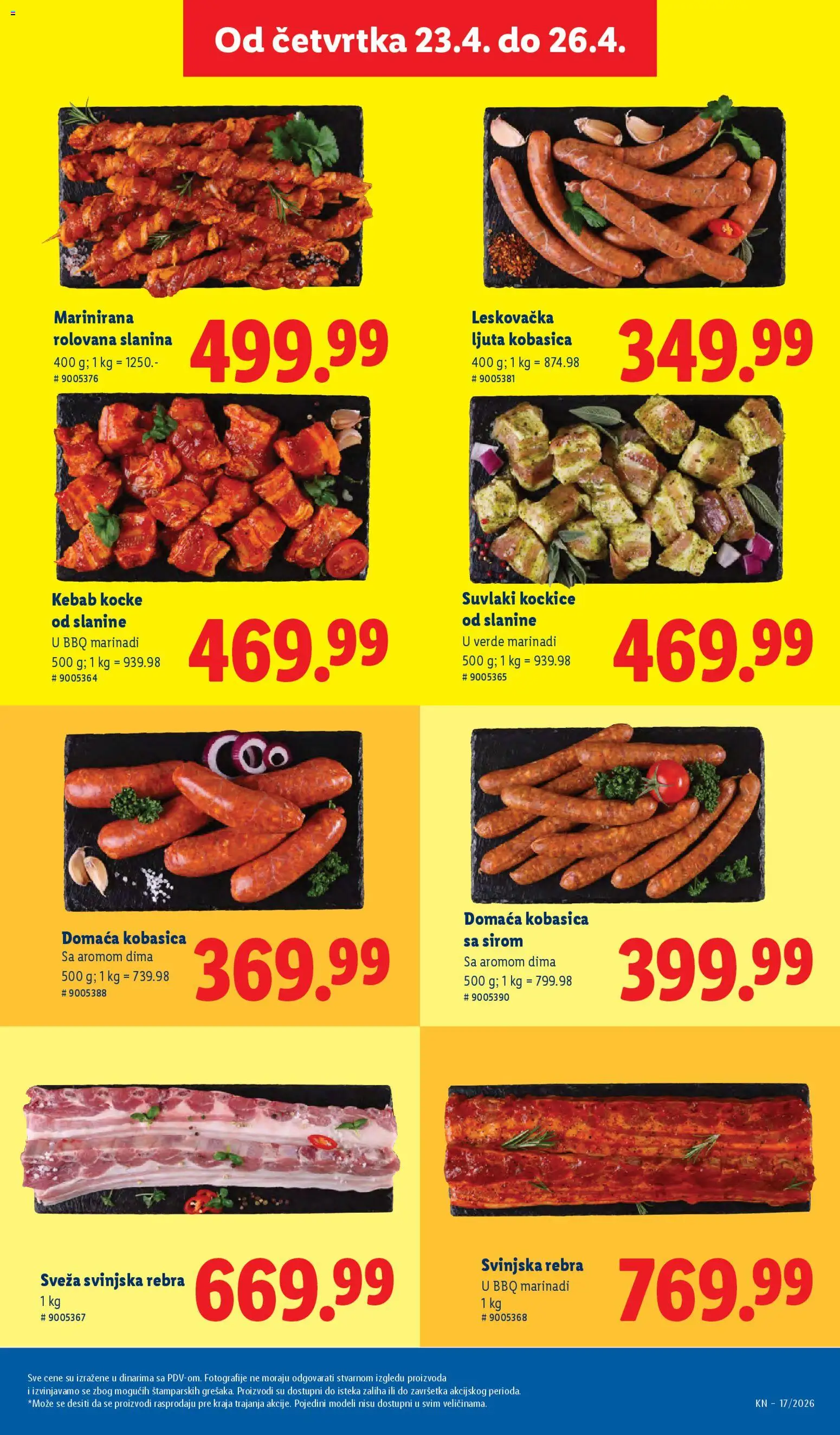 Lidl katalog - važi od 23.04.2026 | Strana: 21 | Proizvode: Svinjska rebra, Slanina, Kobasica