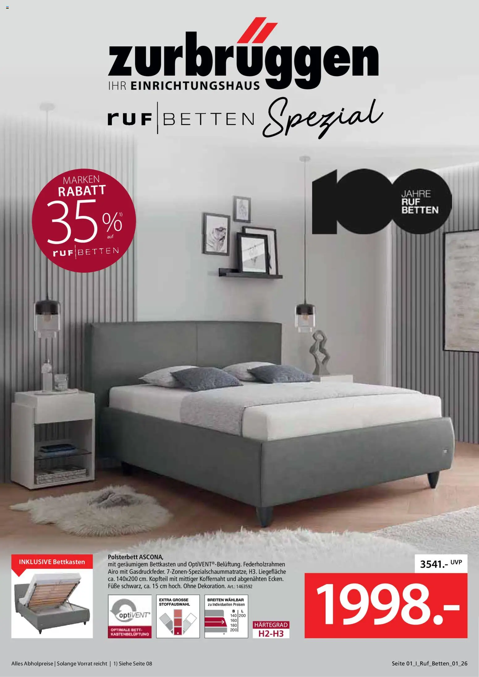 Zurbrüggen Ruf Betten Spezial – gültig ab 21.04.2026 | Seite: 1 | Produkte: Bett, Polsterbett