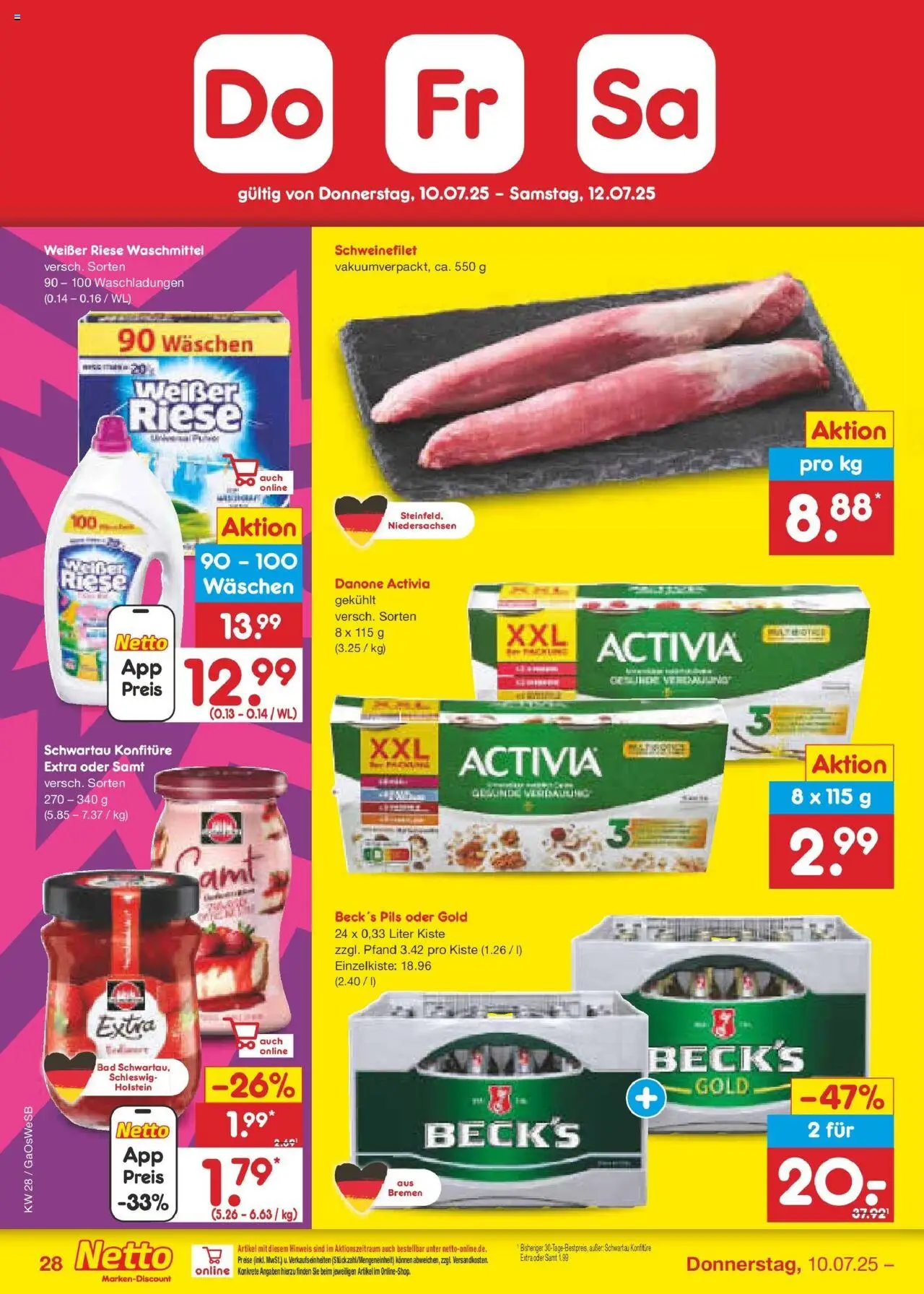 Netto Marken-Discount prospekt Bremen-Lesum	 - gültig ab dem 07.07.2025 | Seite: 44 | Produkte: Bad, Pils, Schweinefilet, Waschmittel