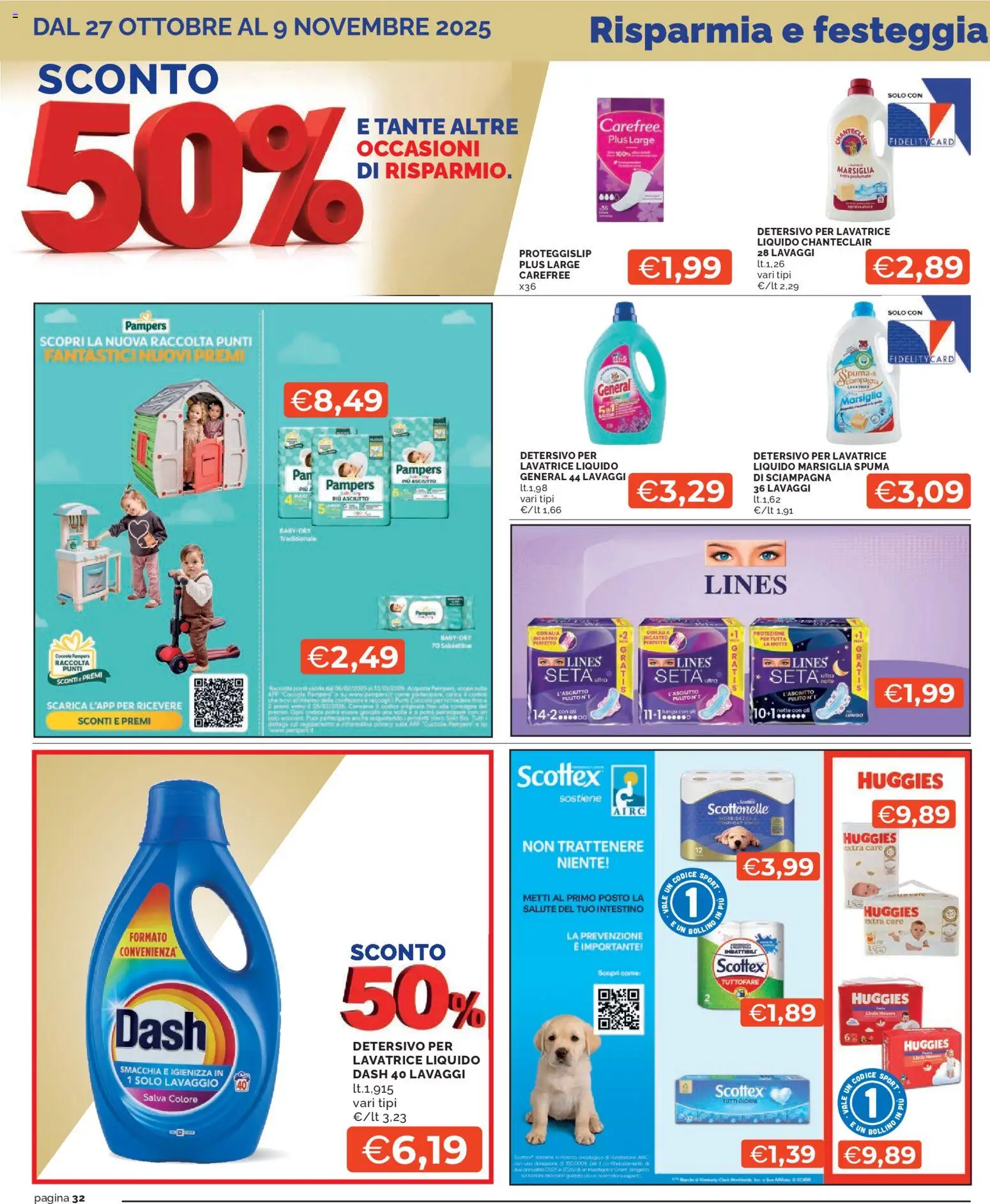 Volantino Mercatò del 27.10.2025 | Pagina: 32 | Prodotti: Lavatrice, Pampers