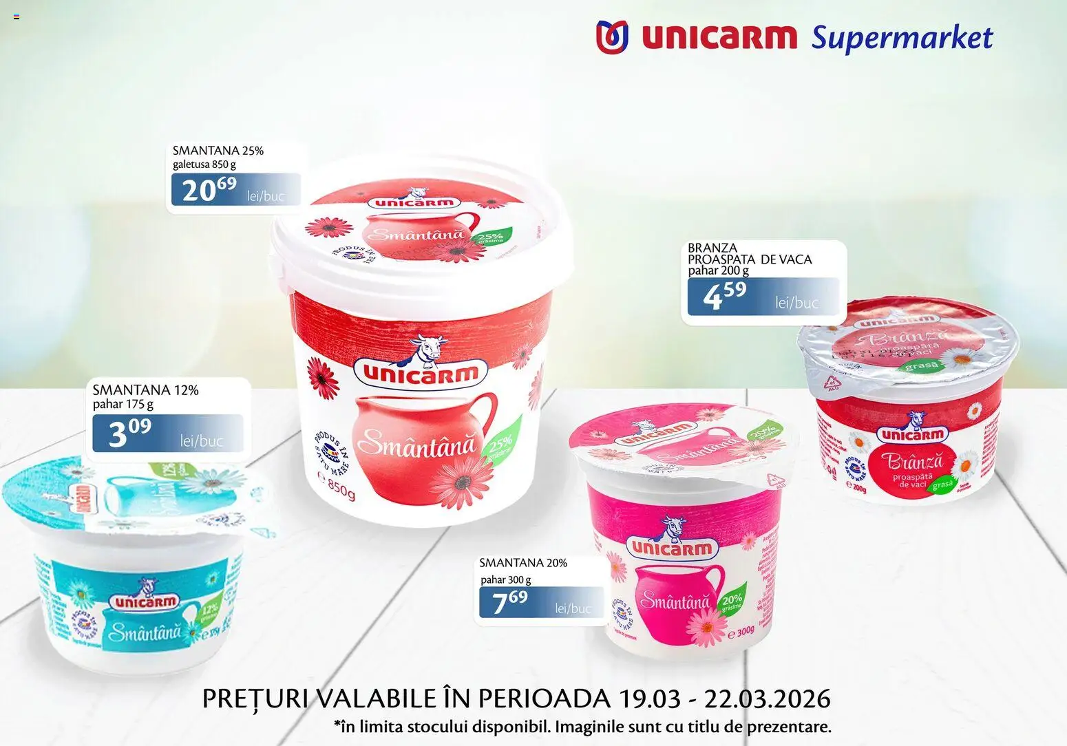 Noul catalog Unicarm – valabil de la 19.03.2026 | Pagină: 2 | Produse: Brânză, Smântână
