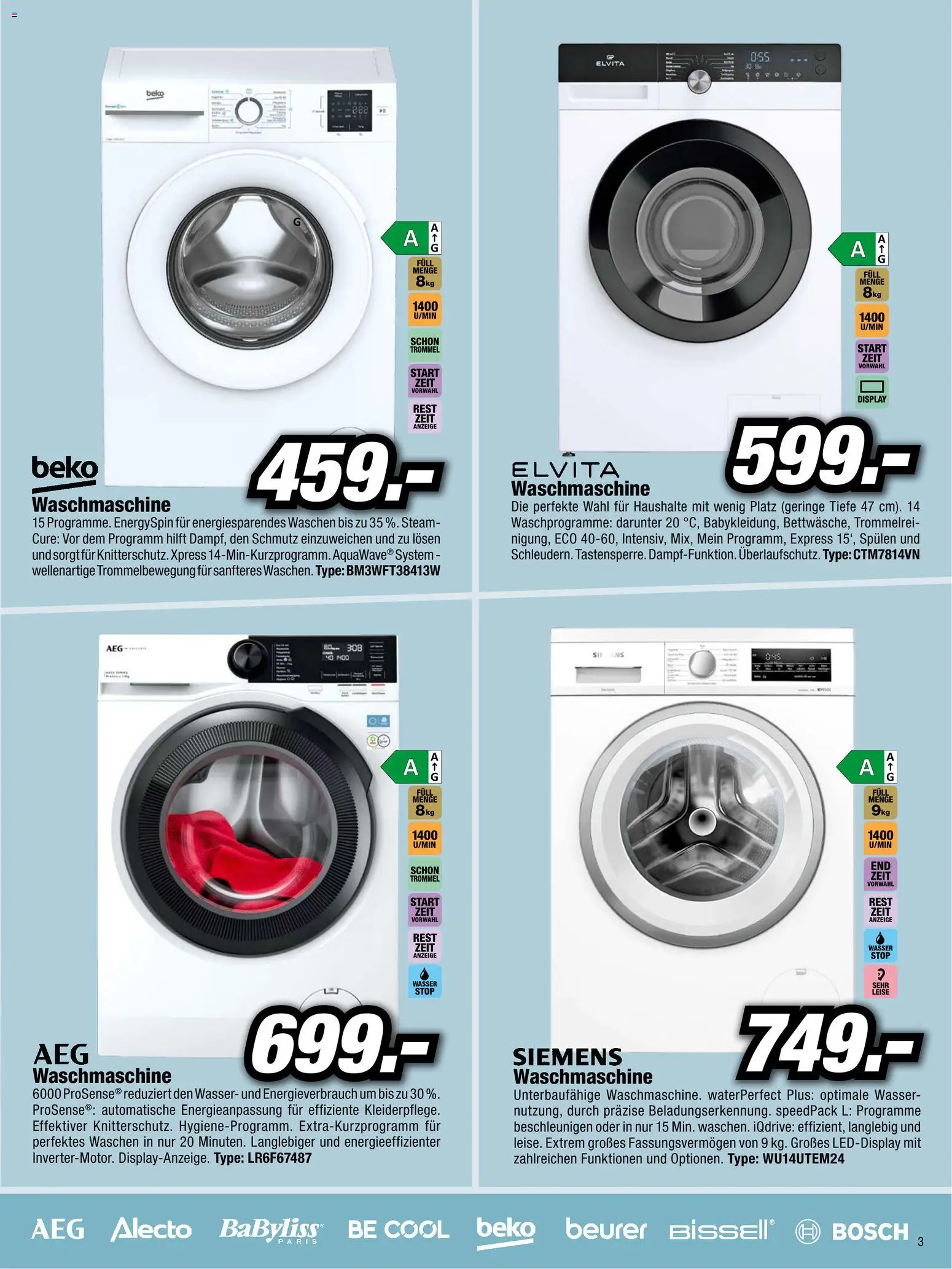 RED ZAC Flugblatt gültig ab 03.04.2026 | Seite: 3 | Produkte: Wasser, Waschmaschine