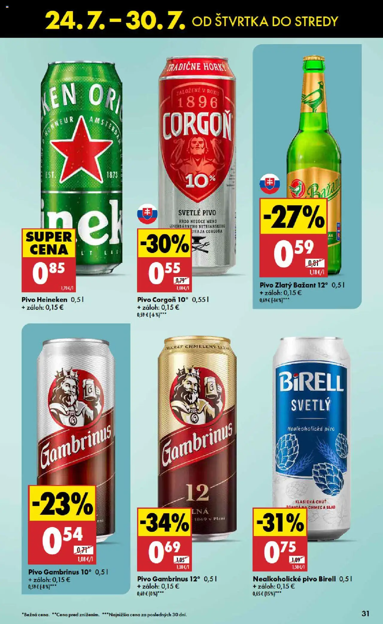 Biedronka leták │ platný od 24.07.2025 | Strana: 31 | Produkty: Pivo, Birell, Corgoň, Nealkoholické pivo