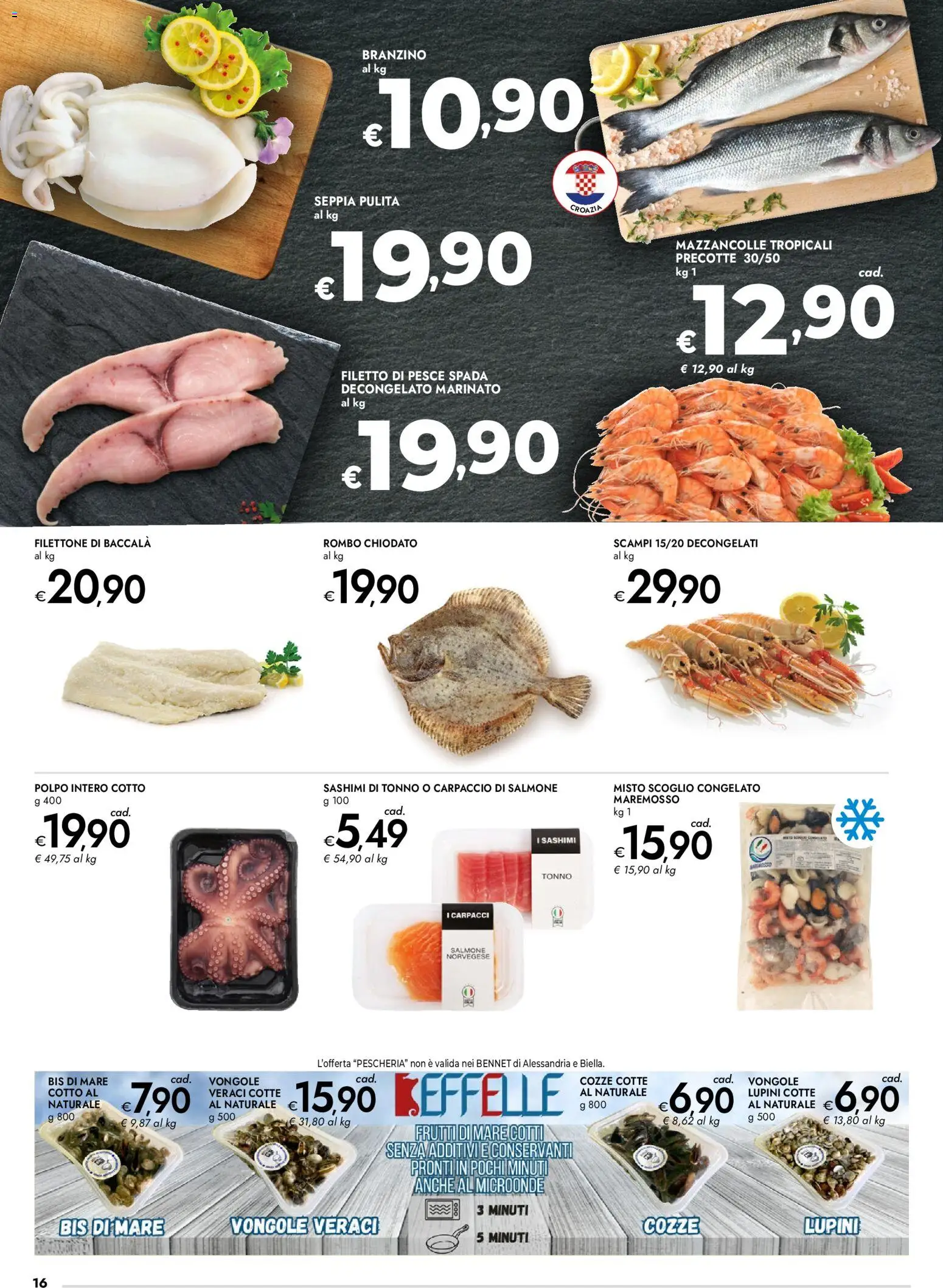 Volantino bennet del 11.12.2025 | Pagina: 16 | Prodotti: Microonde, Cozze, Frutti di mare, Tonno