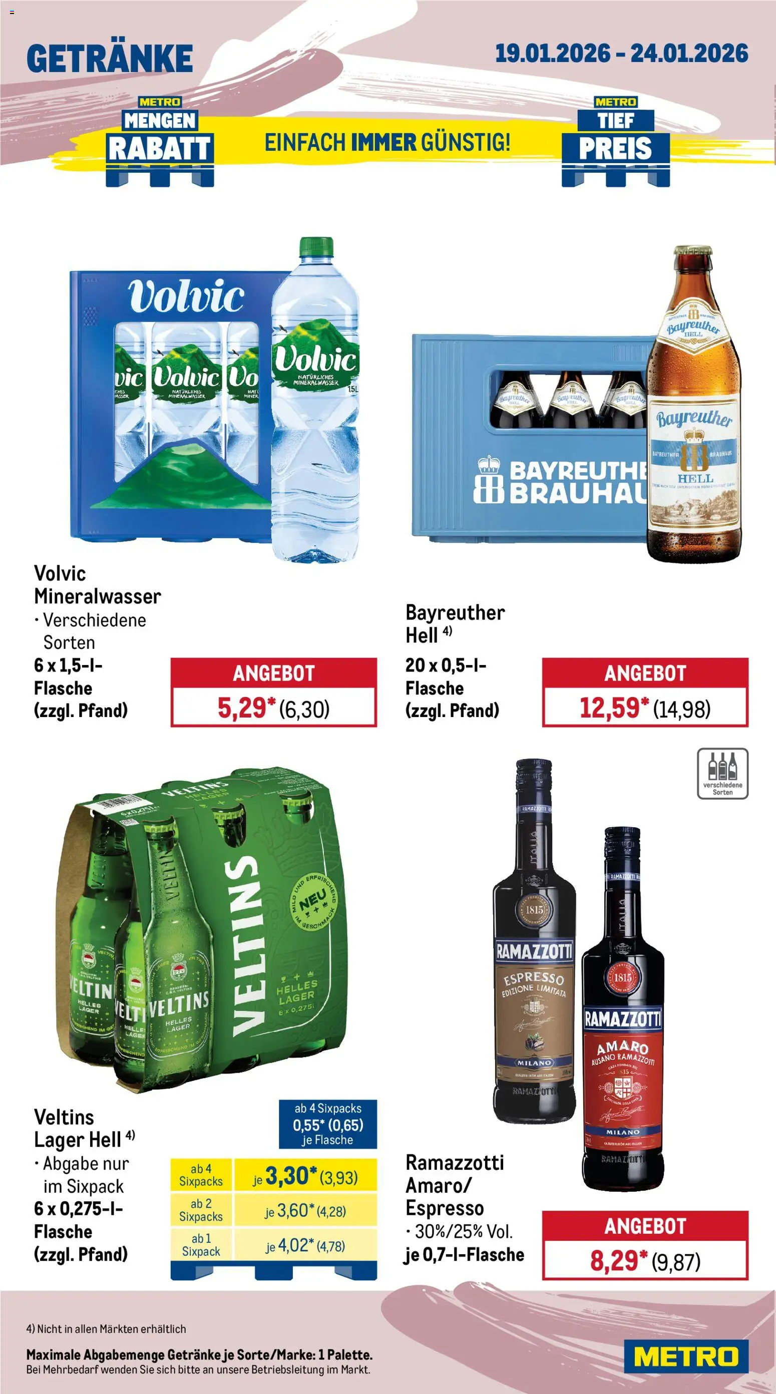 Metro Prospekt 	 – gültig ab 19.01.2026 | Seite: 16 | Produkte: Rama, Mineralwasser, Volvic, Ramazzotti