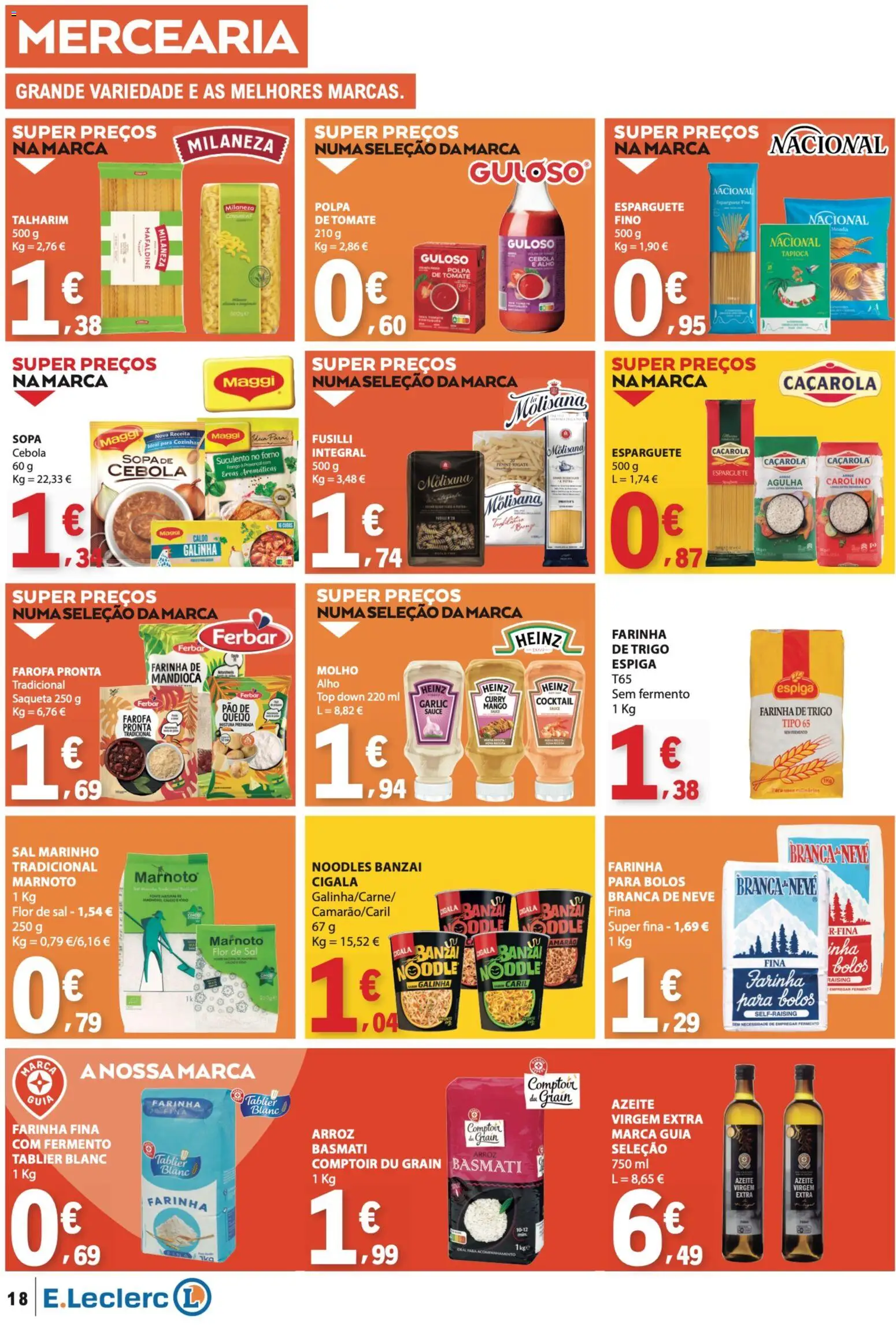E.Leclerc folheto │ válido de 19.03.2026 | Página: 18 | Produtos: Forno, Sal, Cebola, Arroz