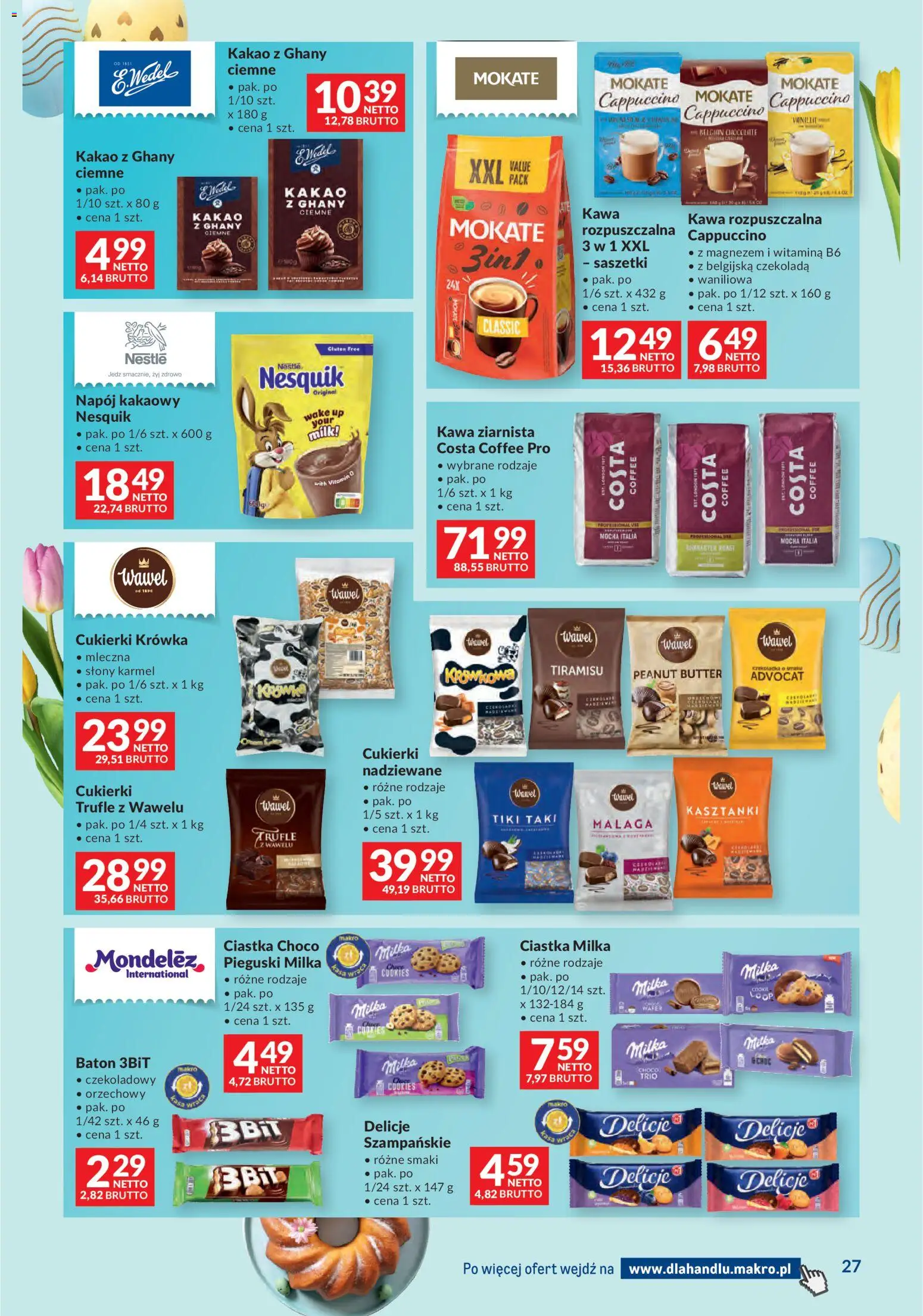 Makro gazetka - Dystrybucja do sklepów od 17.03.2026 | Strona: 27 | Produkty: Kakao, Kawa rozpuszczalna, Baton, Kawa