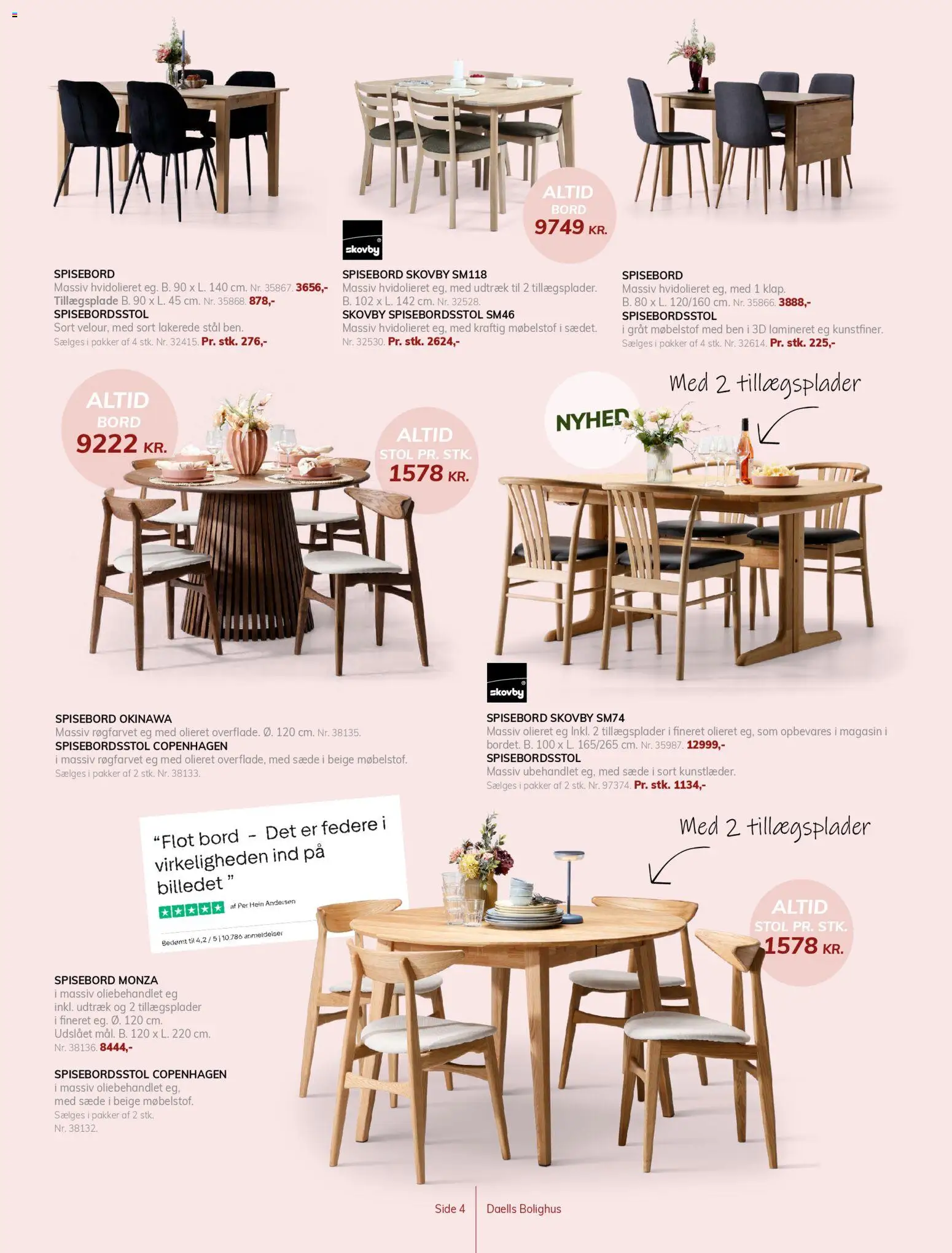 Daells Bolighus tilbudsavis – gyldig fra 15.04.2026 | Side: 4 | Produkter: Bord, Stol, Søm
