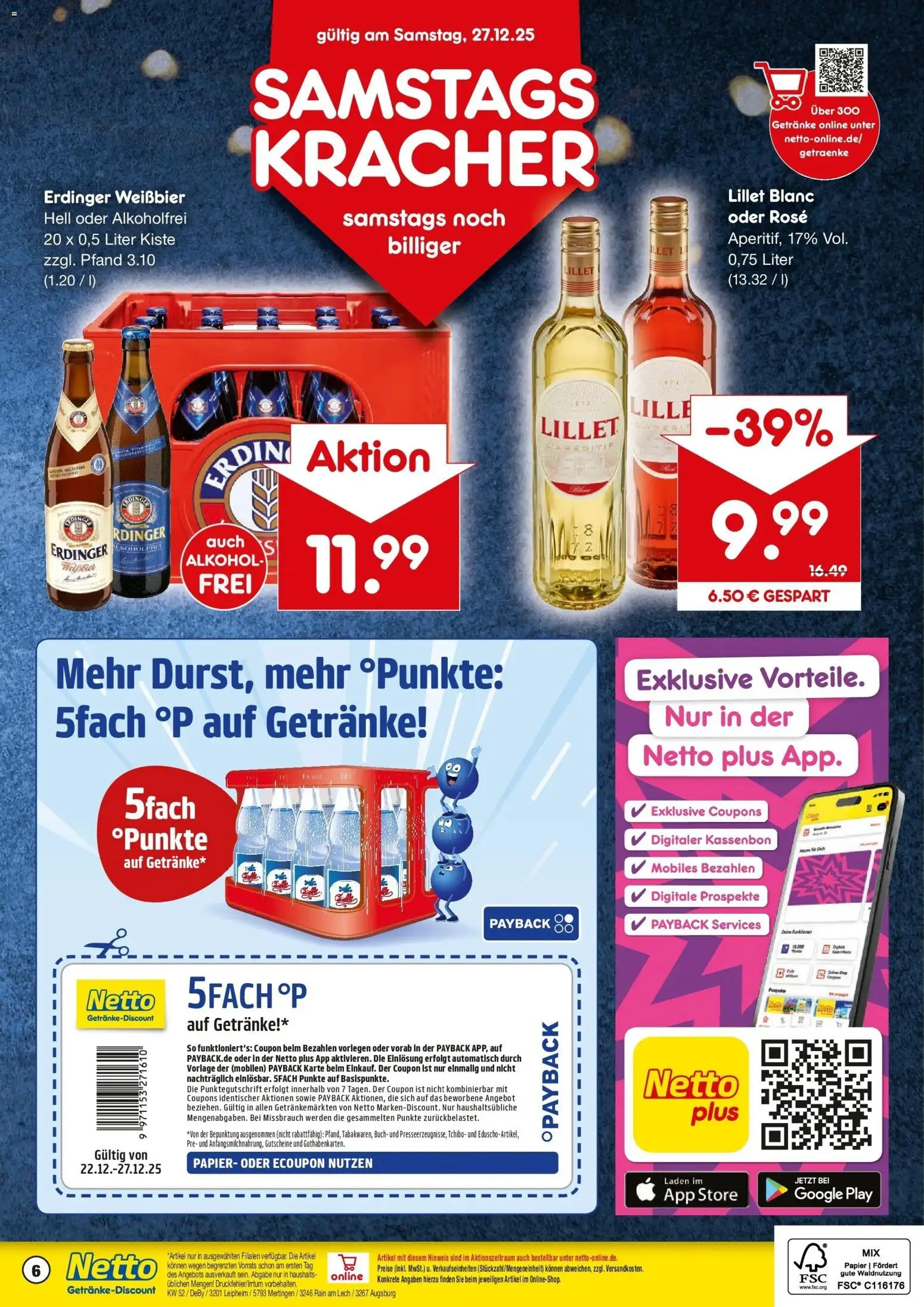 Netto Marken-Discount prospekt Augsburg-Inningen	 – gültig ab 22.12.2025 | Seite: 6 | Produkte: Erdinger, Weißbier, Lillet