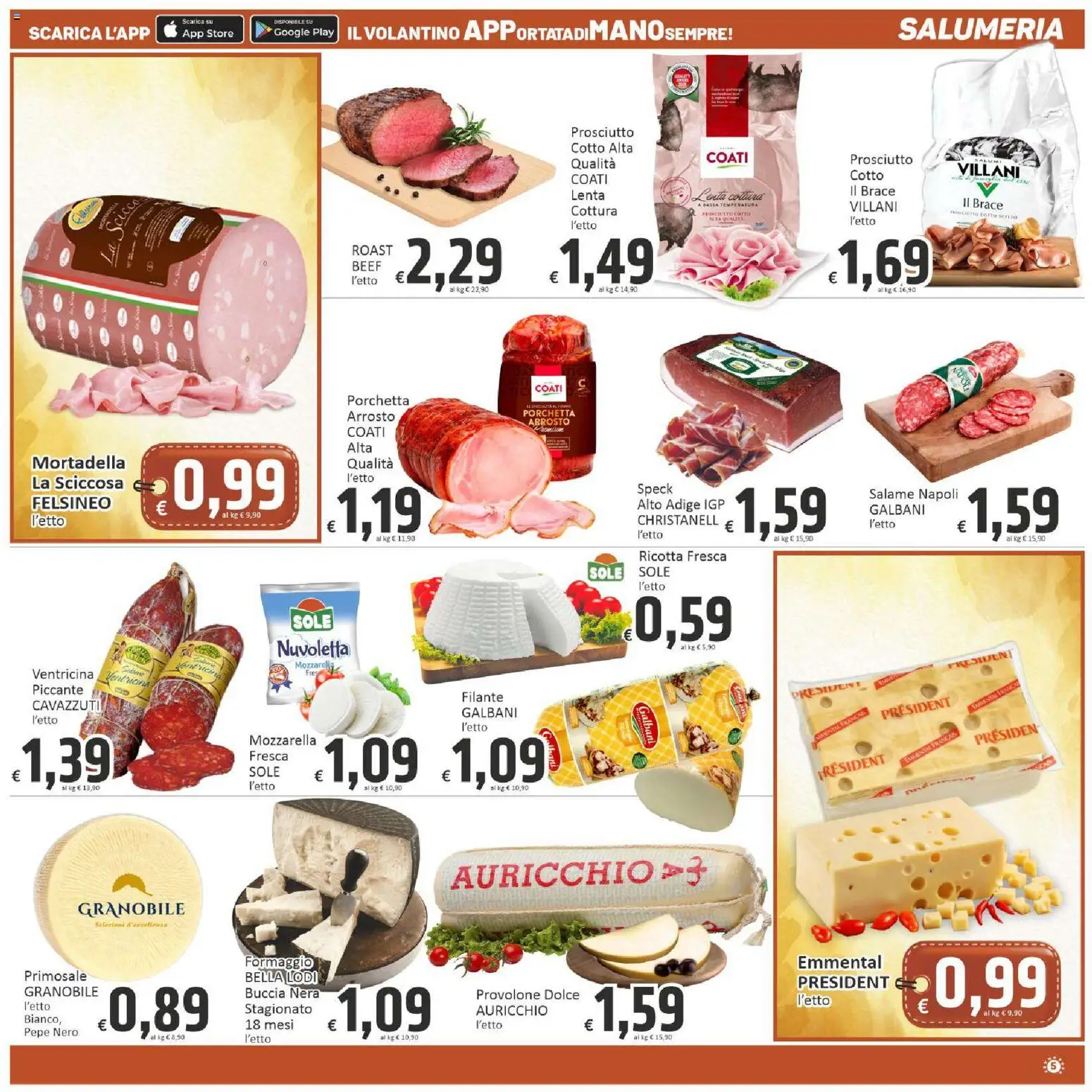 Volantino Paghi Poco del 03.03.2026 | Pagina: 5 | Prodotti: Salame, Mozzarella, Formaggio, Emmental