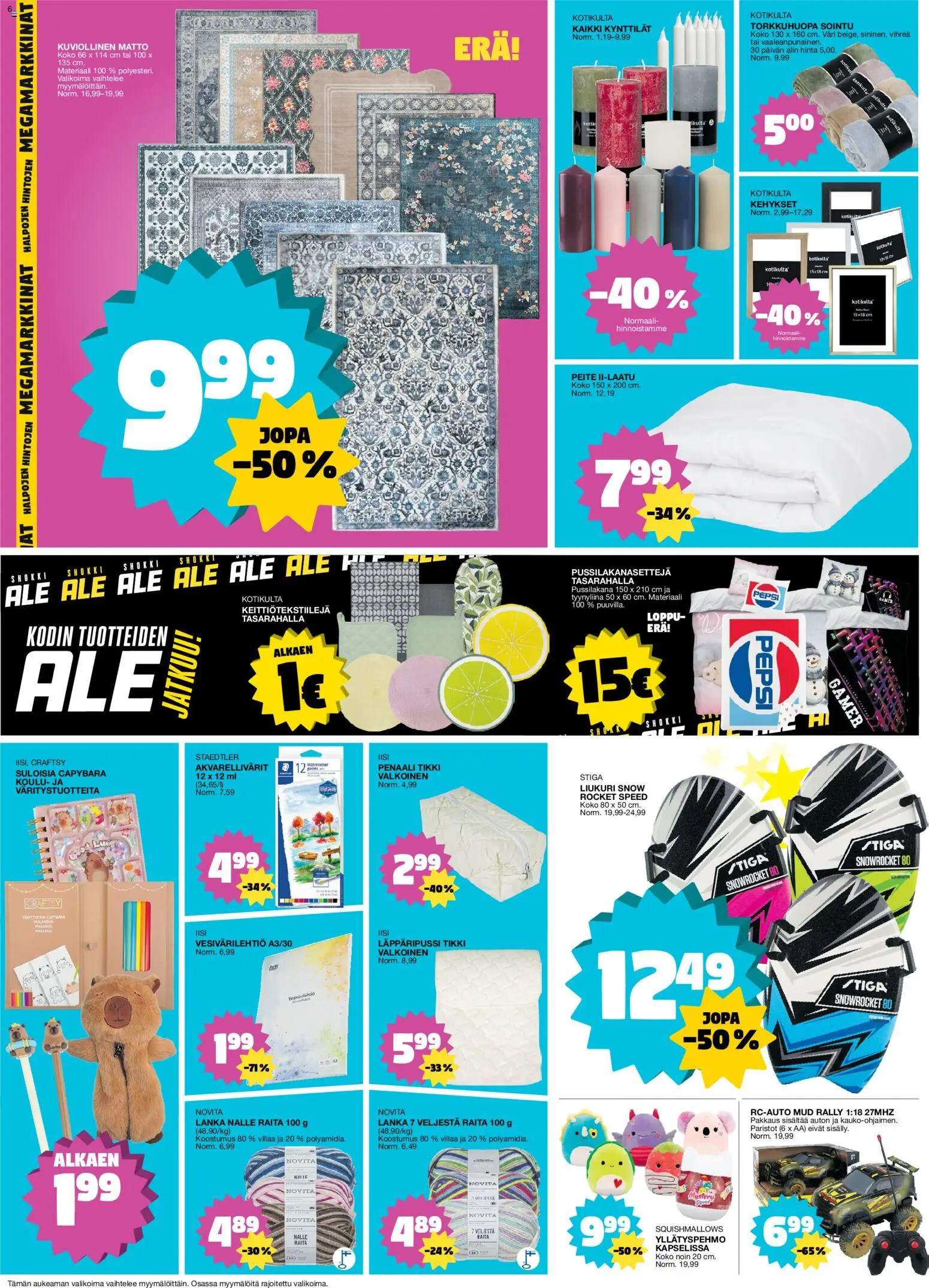 Tokmanni tarjoukset – voimassa 12.01.2026 alkaen | Sivu: 6 | Tuotteet: Paristot, Matto, Pepsi, Kynttilät