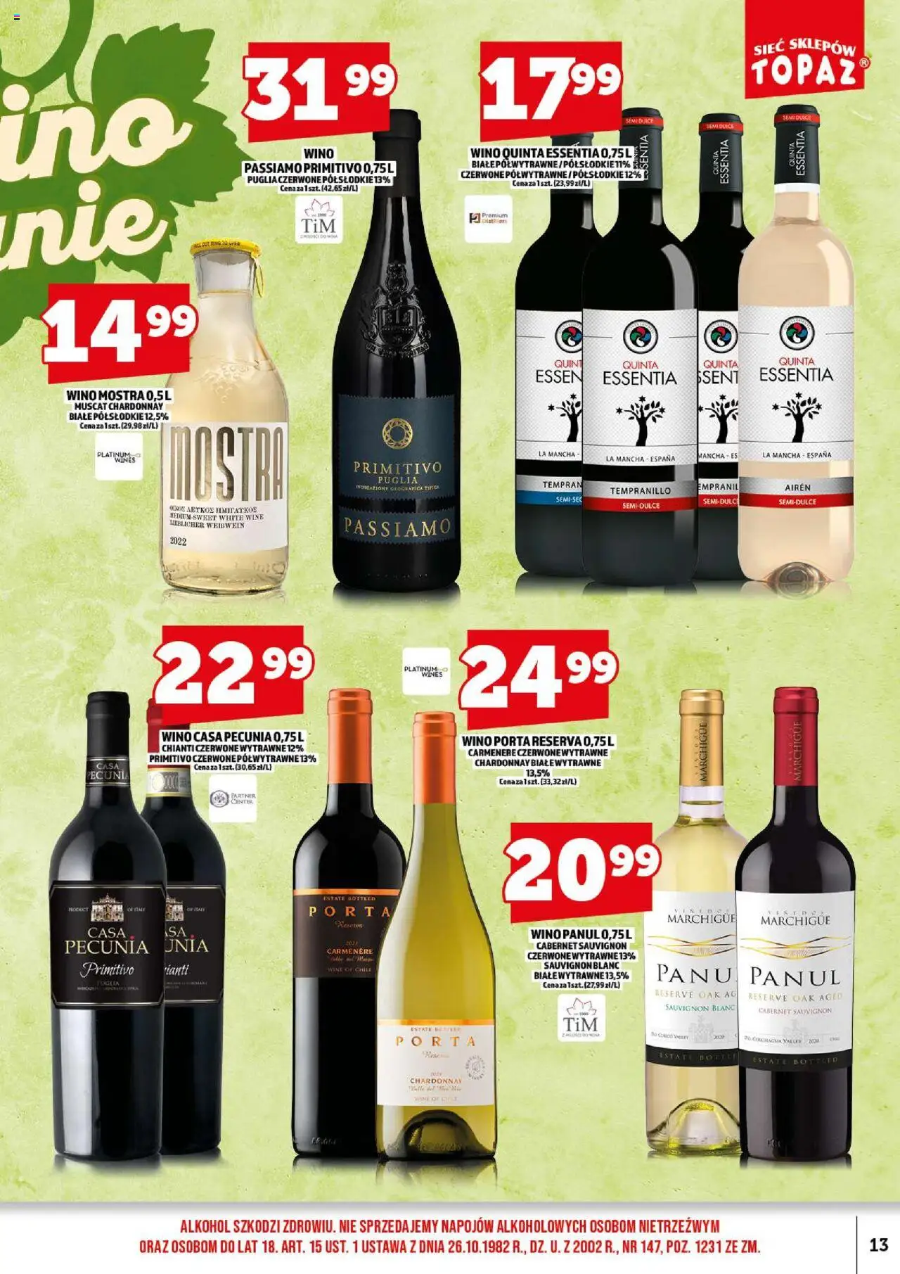 Topaz Gazetka alkoholowa od 18.08.2025 | Strona: 15 | Produkty: Chardonnay, Wino, Alkohol