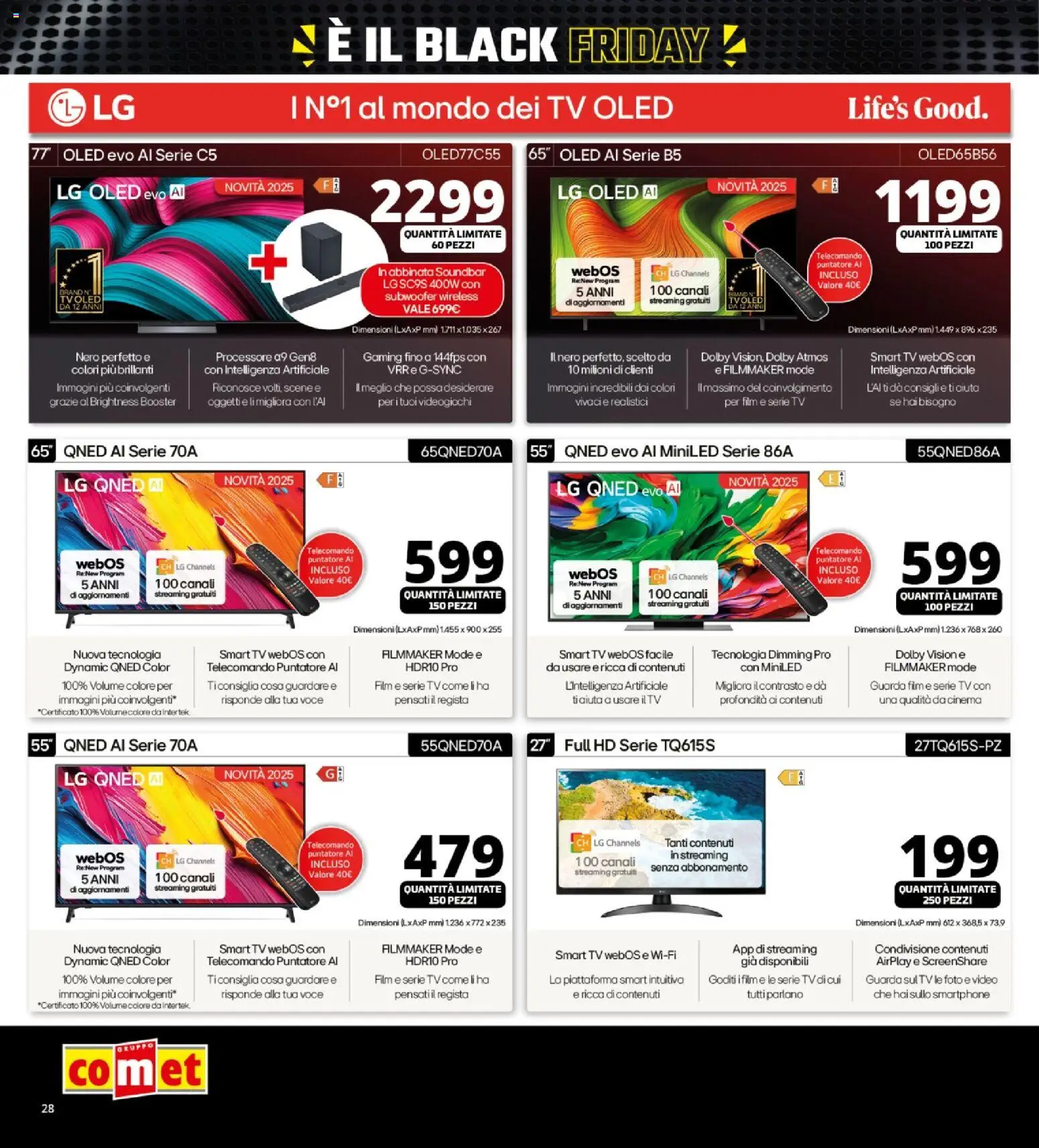 Volantino Comet del 13.11.2025 | Pagina: 28 | Prodotti: smart TV, Soundbar, Smartphone, Video