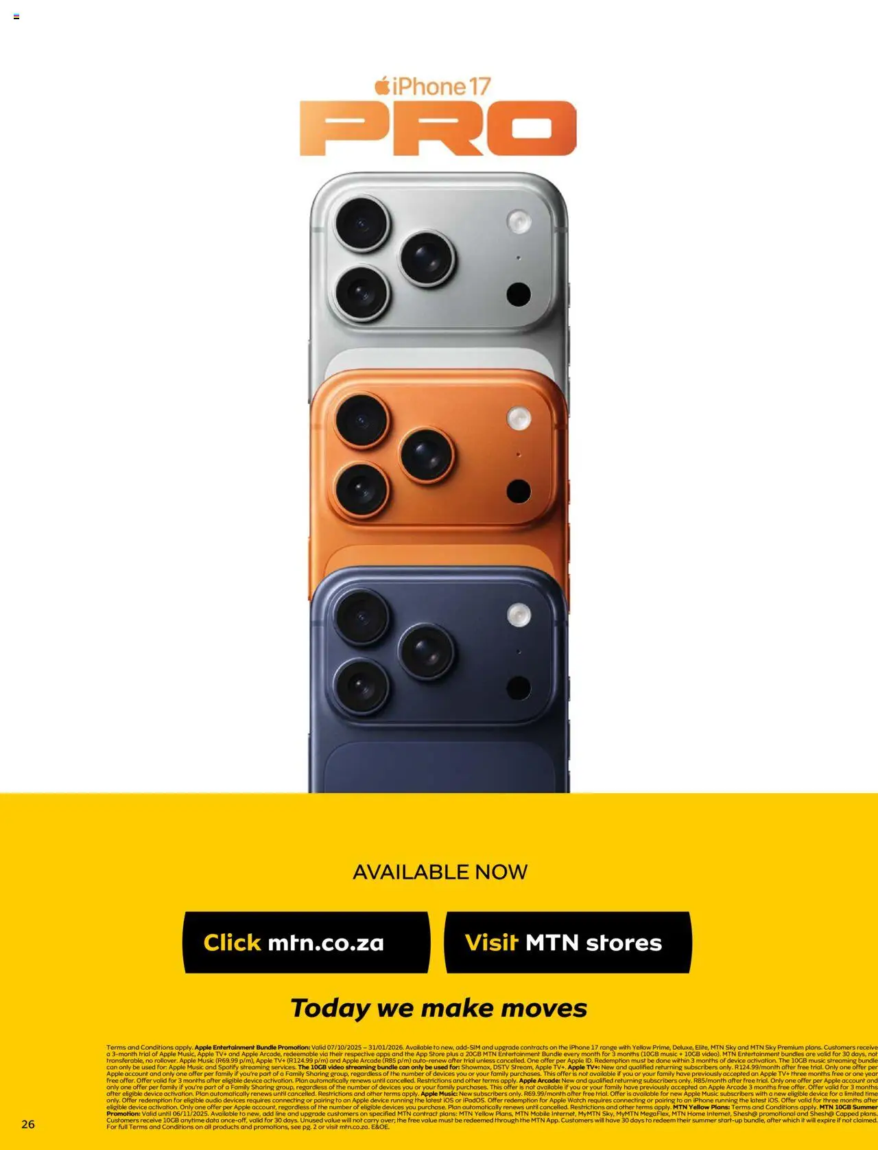 New MTN catalogue – valid from 07.10.2025 | Page: 26 | Products: Data, Streaming bundle, Watch, TV