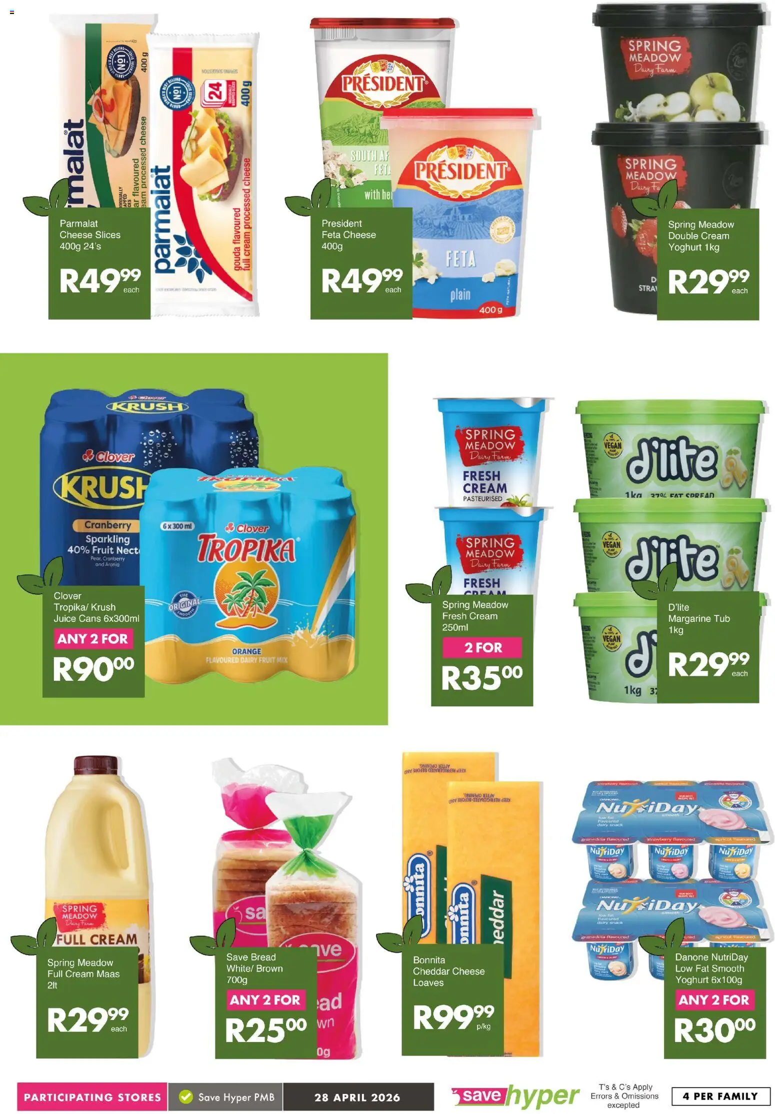 New Save catalogue – valid from 28.04.2026 | Page: 9 | Products: Bread, Juice, Fruit, Máscara de pestañas