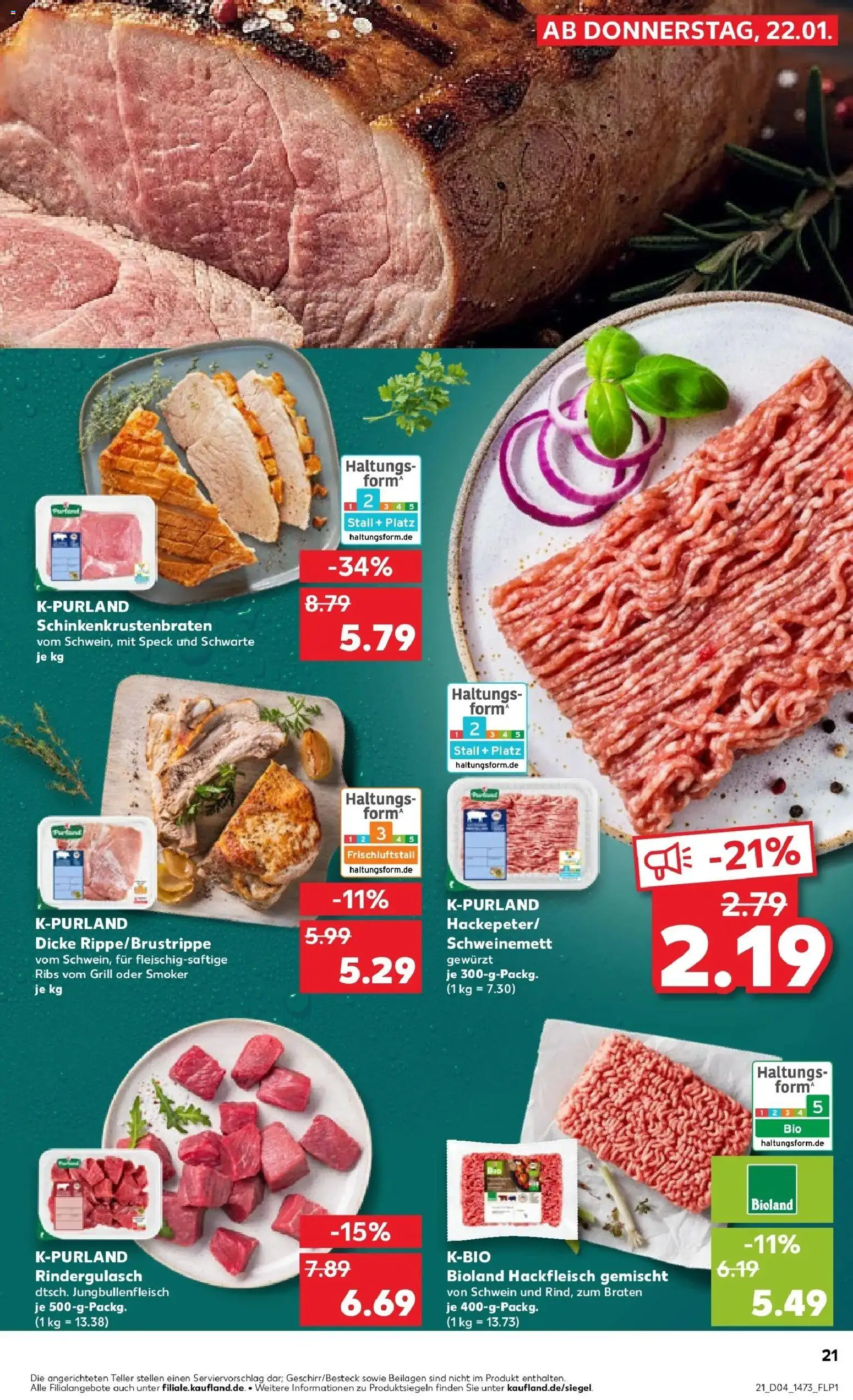 Kaufland prospekt Bad Salzungen	 – gültig ab 22.01.2026 | Seite: 21 | Produkte: Grill, Rindergulasch, Hackfleisch